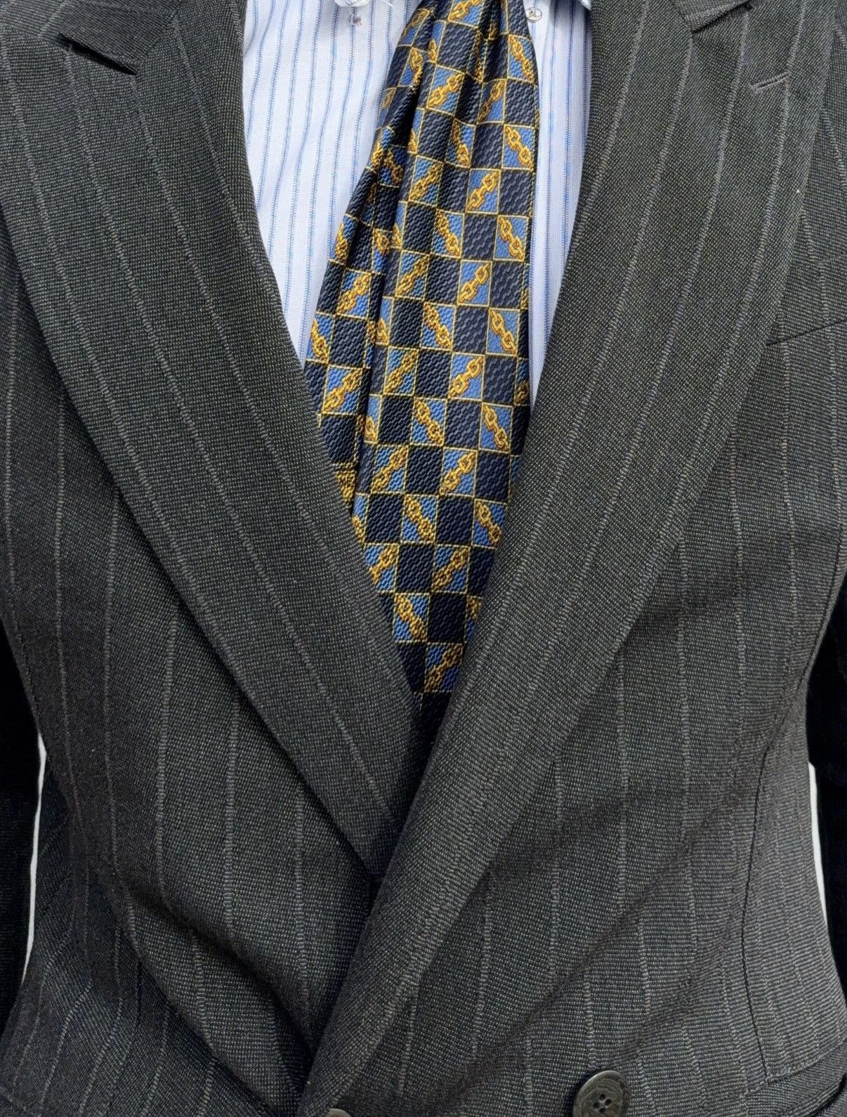 Giorgio Armani Giorgio Armani - 1990 Double Breasted Grey Powersuit Size 38R - 5 Thumbnail