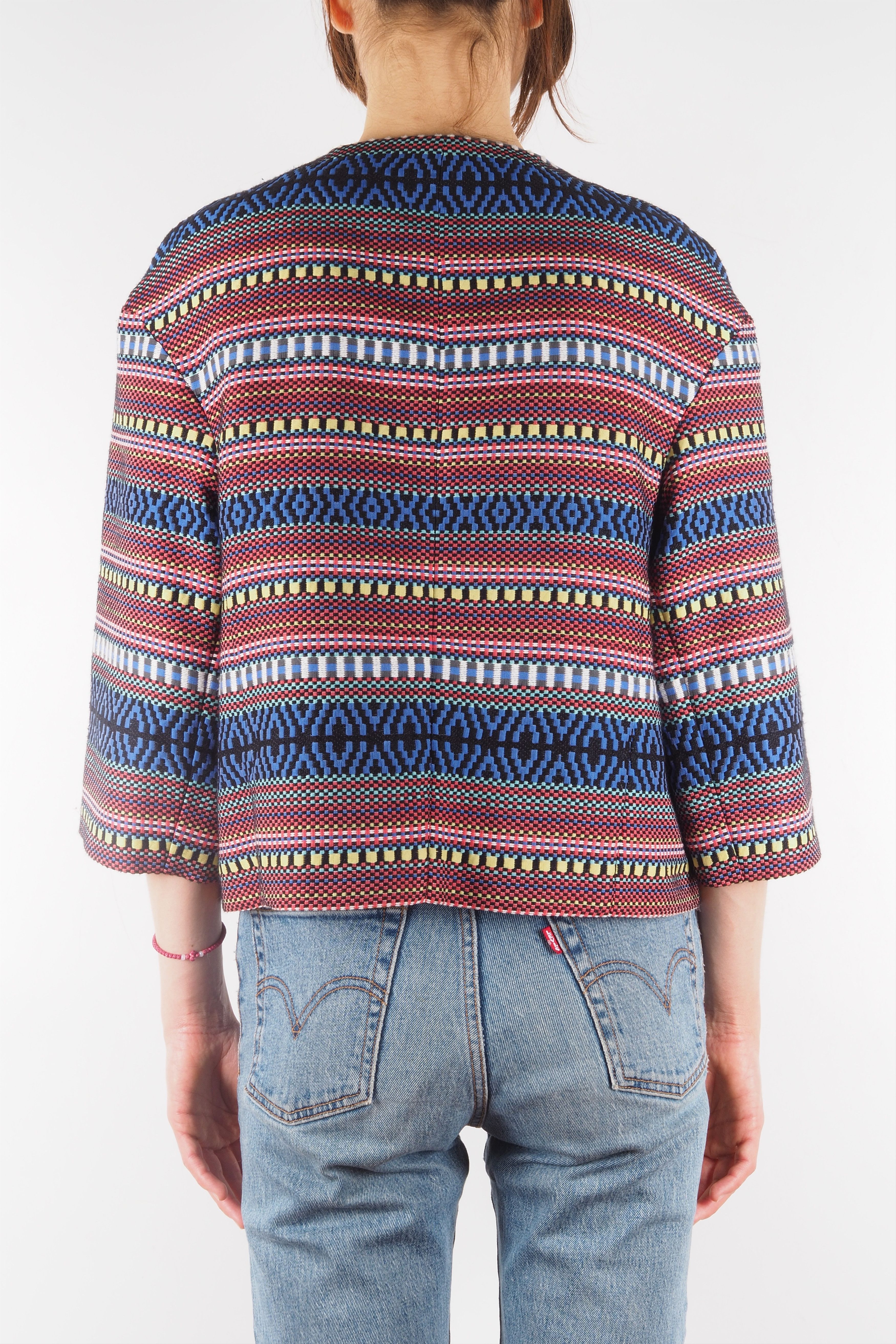Max Mara × Weekend Max Mara Max Mara Weekend Tribal Pattern Cropped Jacket Multicolor Size M / US 6-8 / IT 42-44 - 3 Thumbnail