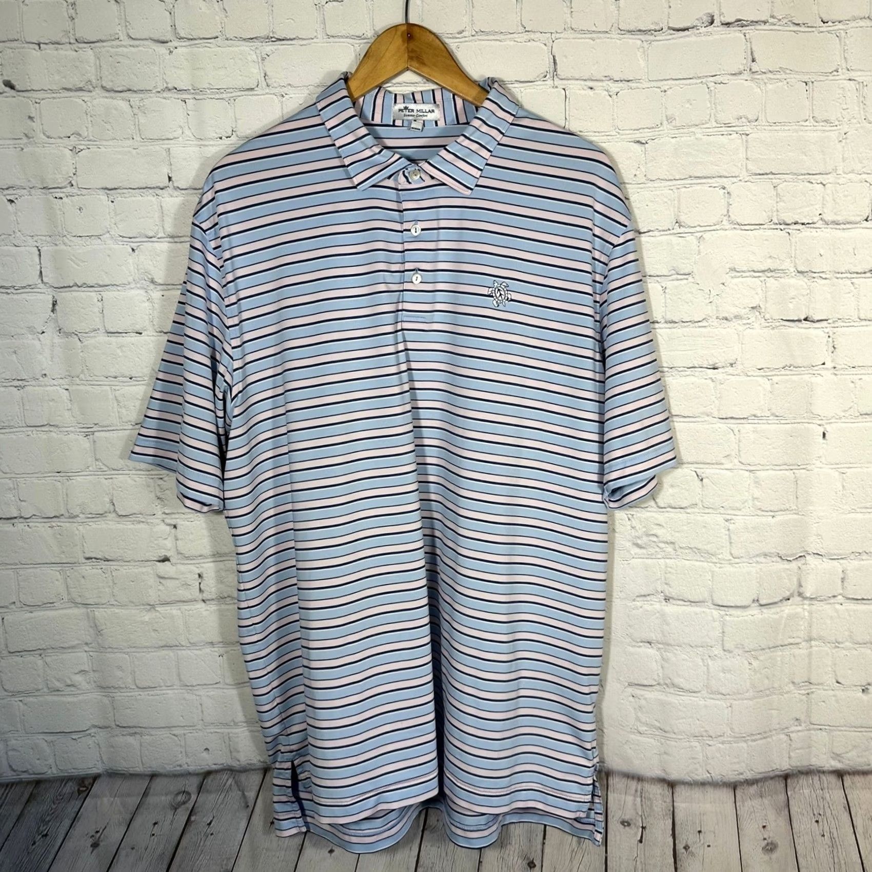 Peter Millar Peter Millar Polo Shirt Mens XL Multicolor Stripe Short Sleeve Moisture Wicking Golf Logo Embroidered Turtle Classic Summer Comfort Size US XL / EU 56 / 4 - 2 Thumbnail