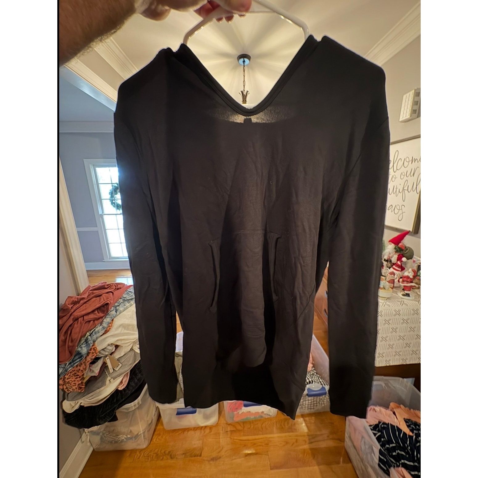 Lou & Grey Lou & Grey for LOFT Black Hooded Tunic Small 4 6 Long Sleeve Size S / US 4 / IT 40 - 2 Thumbnail
