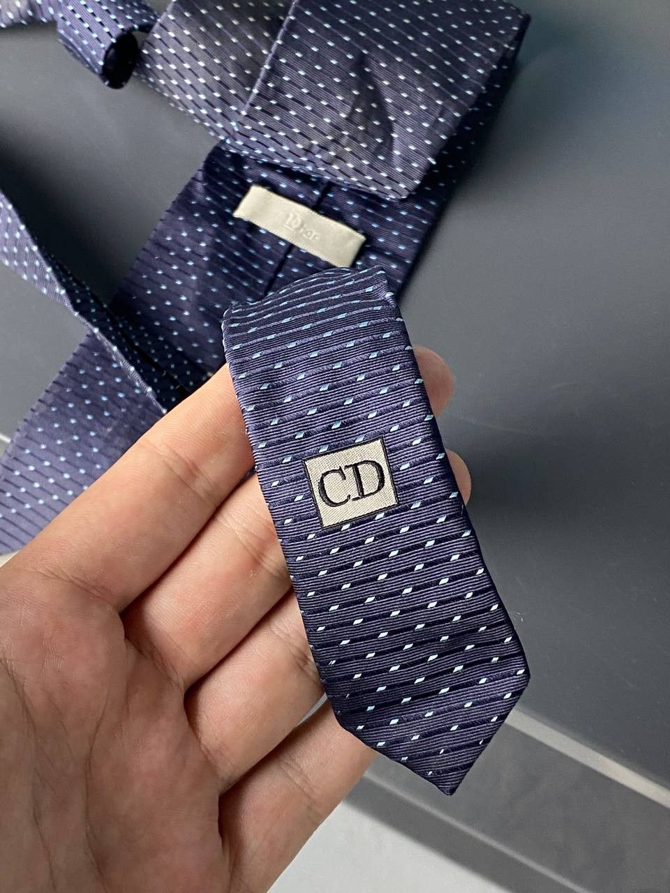 Dior Christian Dior Dot Navy Silk Tie Made In Italy Size ONE SIZE - 8 Thumbnail