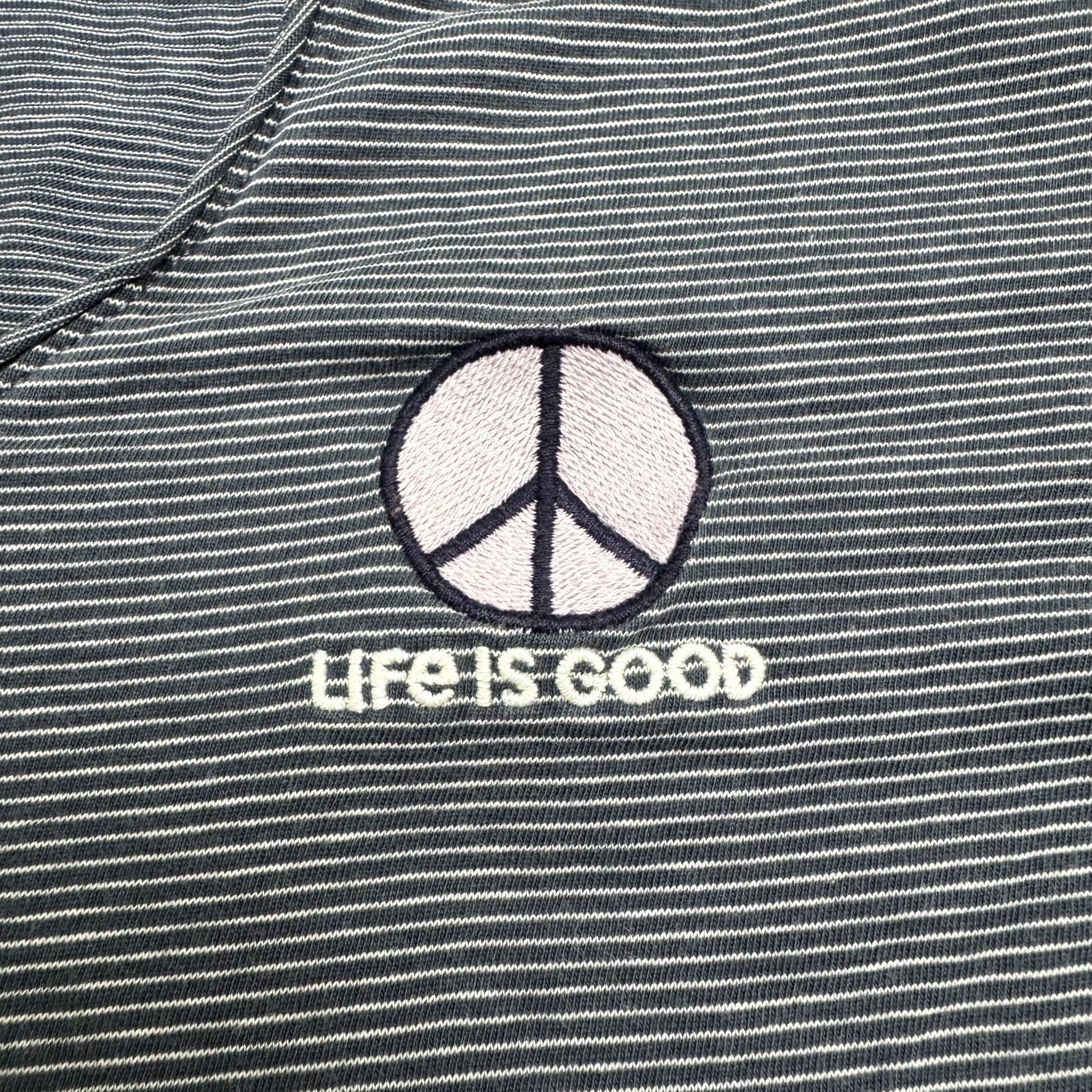 Life is Good Life is Good Striped Crusher Lite Peace Hoodie Shirt PS Blue Cotton Top Size S / US 4 / IT 40 - 5 Thumbnail