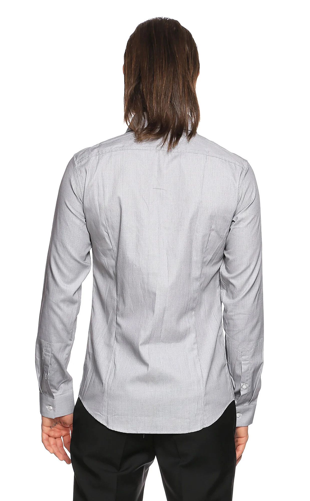 Jil Sander JIL SANDER gray slim fit micro wavy pattern shirt 40 Medium Size US M / EU 48-50 / 2 - 4 Thumbnail