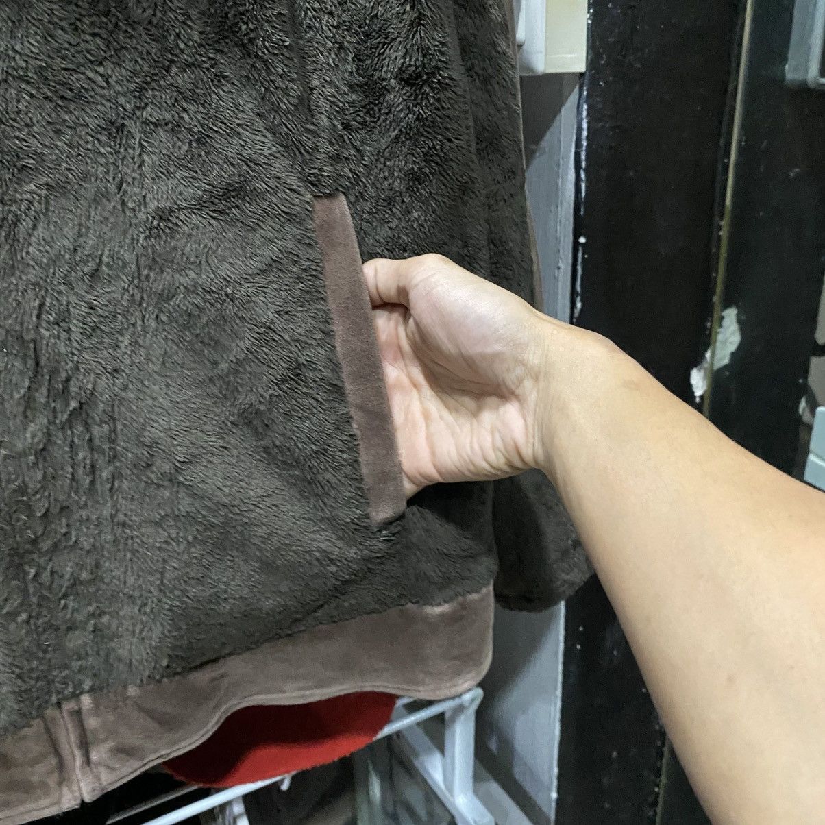 Katharine Hamnett London Vintage fleece-lined bomber jacket with suede-like panels Size US M / EU 48-50 / 2 - 8 Thumbnail
