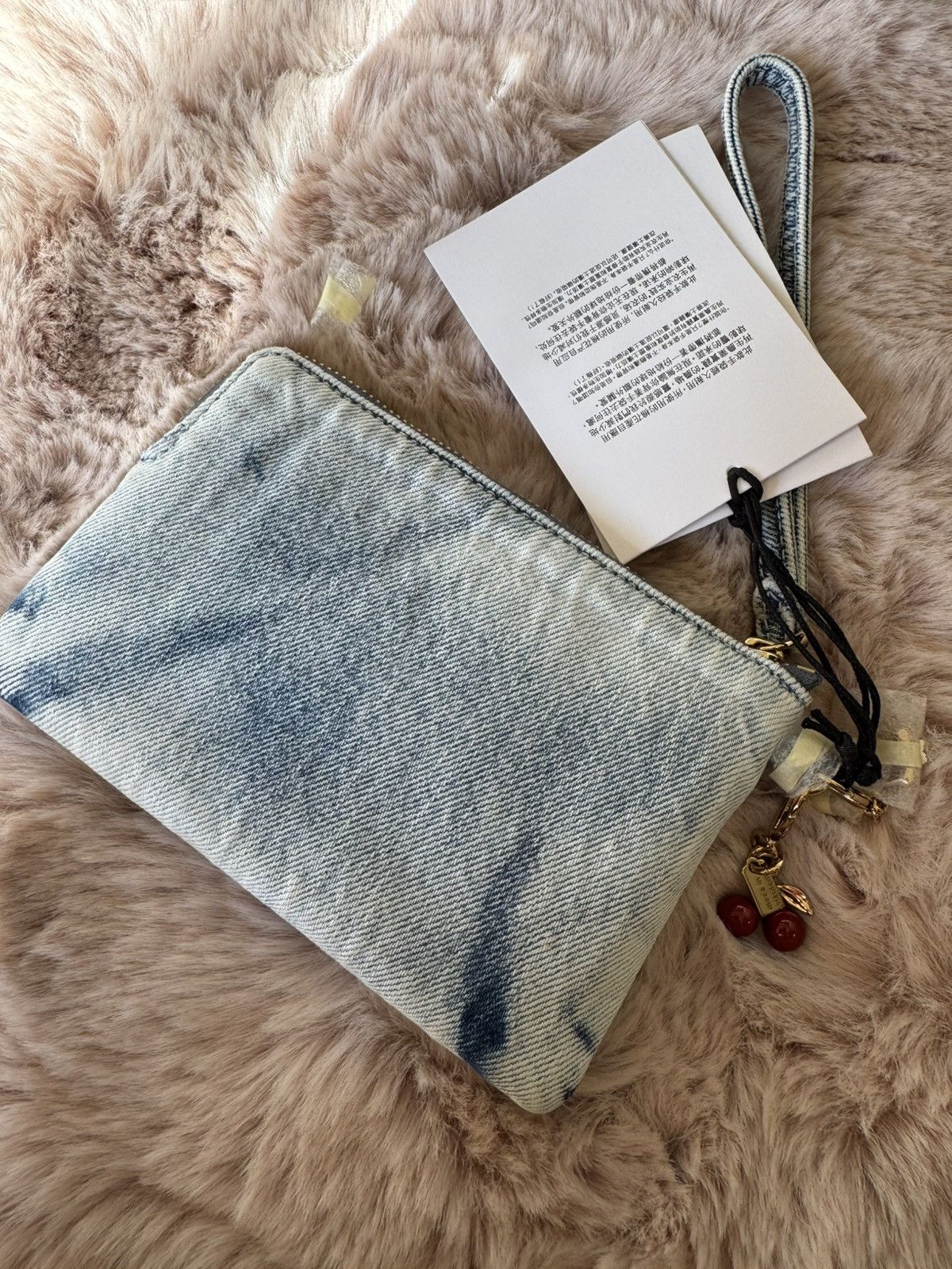 Coach NWT Coach Corner Zip Wristlet Loved Denim With Charms CEF82 Size ONE SIZE - 3 Thumbnail