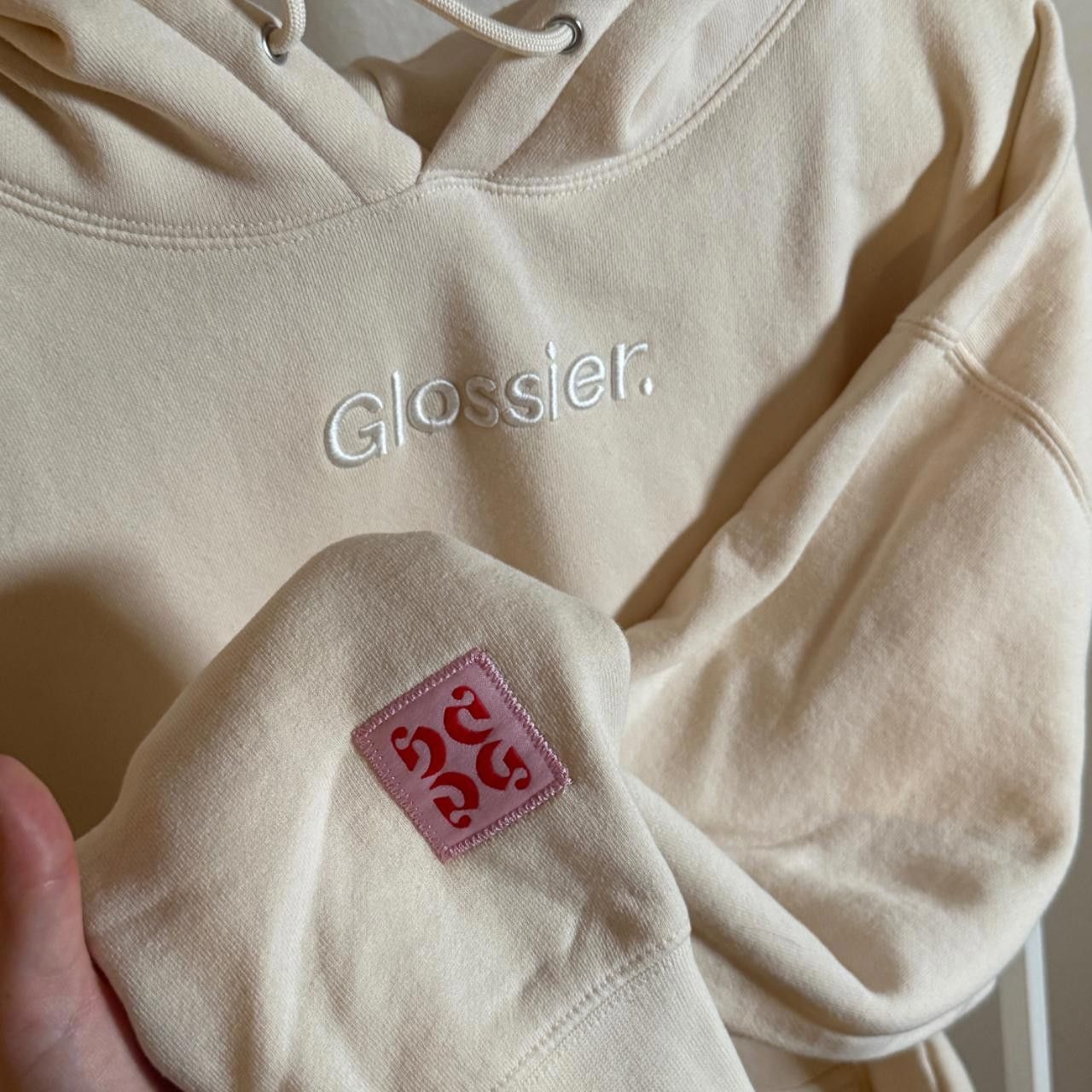 Designer cream GLOSSIER hoodie Size XL / US 12-14 / IT 48-50 - 1 Thumbnail