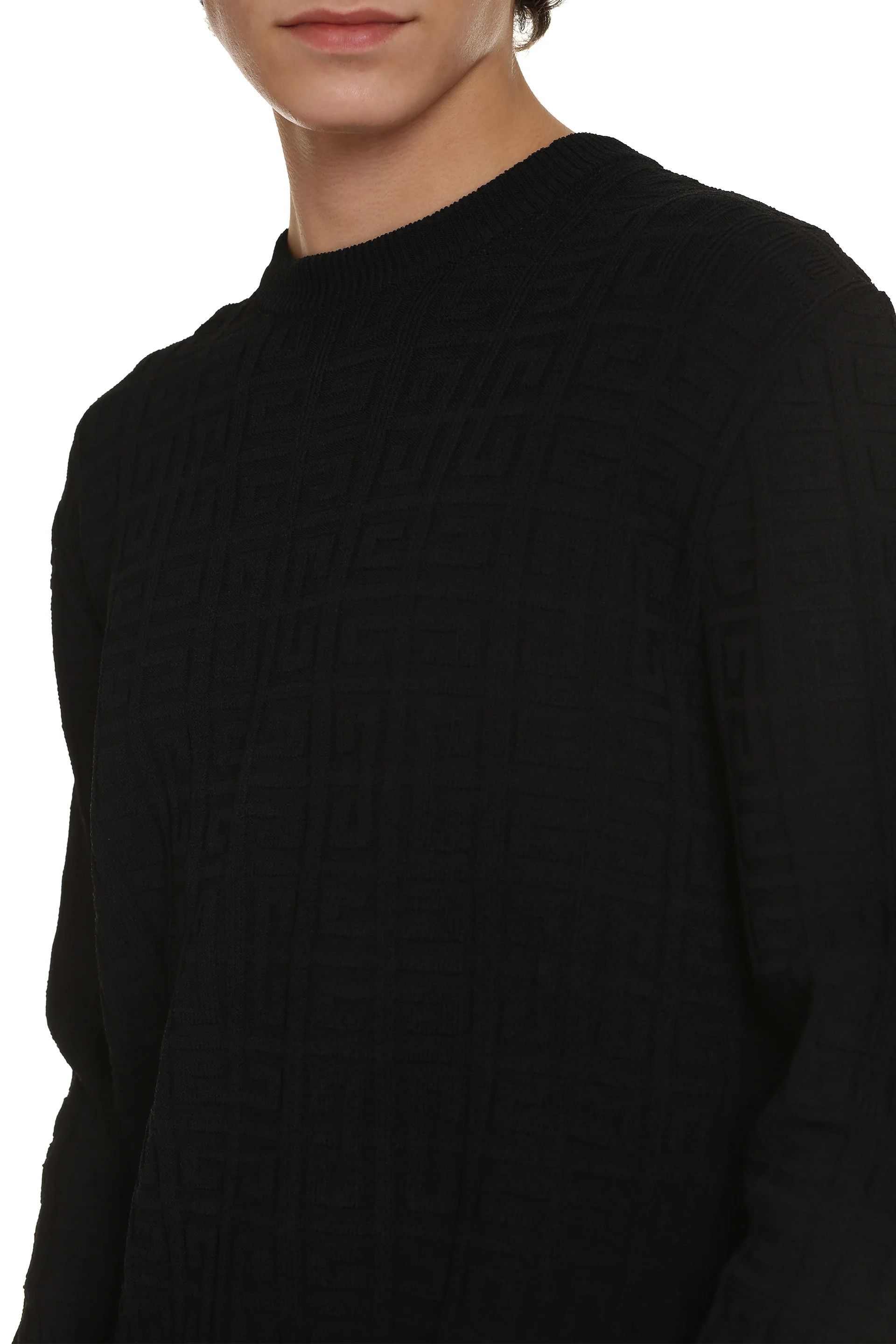 Givenchy o1srvl11e0325 Jacquard Crew-Neck Sweater in Black Size US XL / EU 56 / 4 - 5 Thumbnail