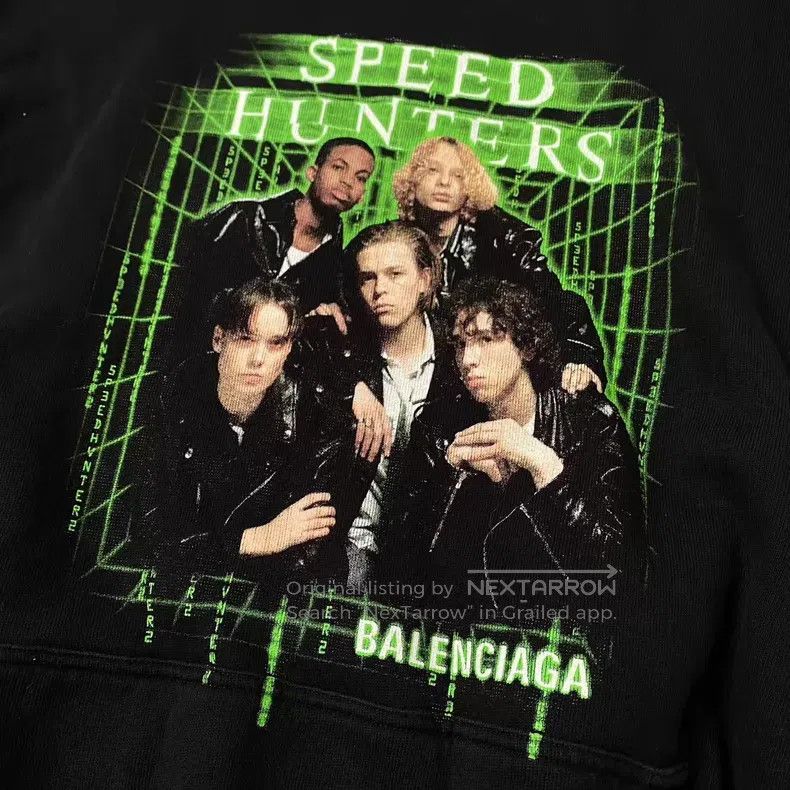 Balenciaga Balenciaga Black and Green Band Logo Hoodie Size US S / EU 44-46 / 1 - 5 Thumbnail