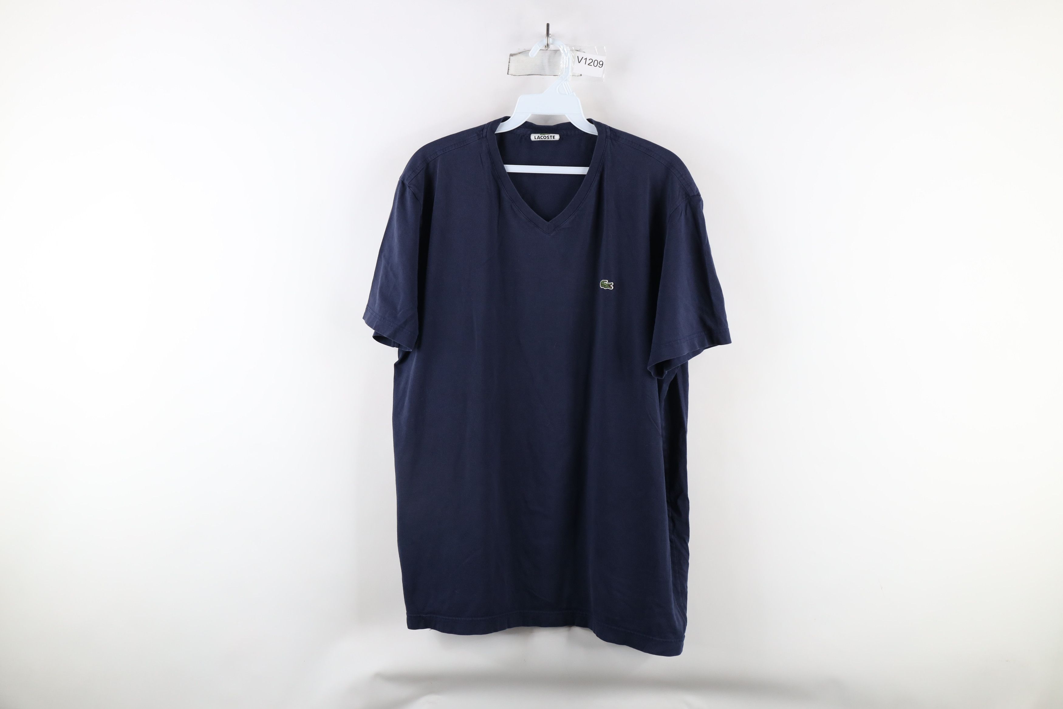 Lacoste × Vintage Vintage Lacoste Faded Croc Logo Short Sleeve V-Neck T-Shirt Size US XXL / EU 58 / 5 - 1 Thumbnail