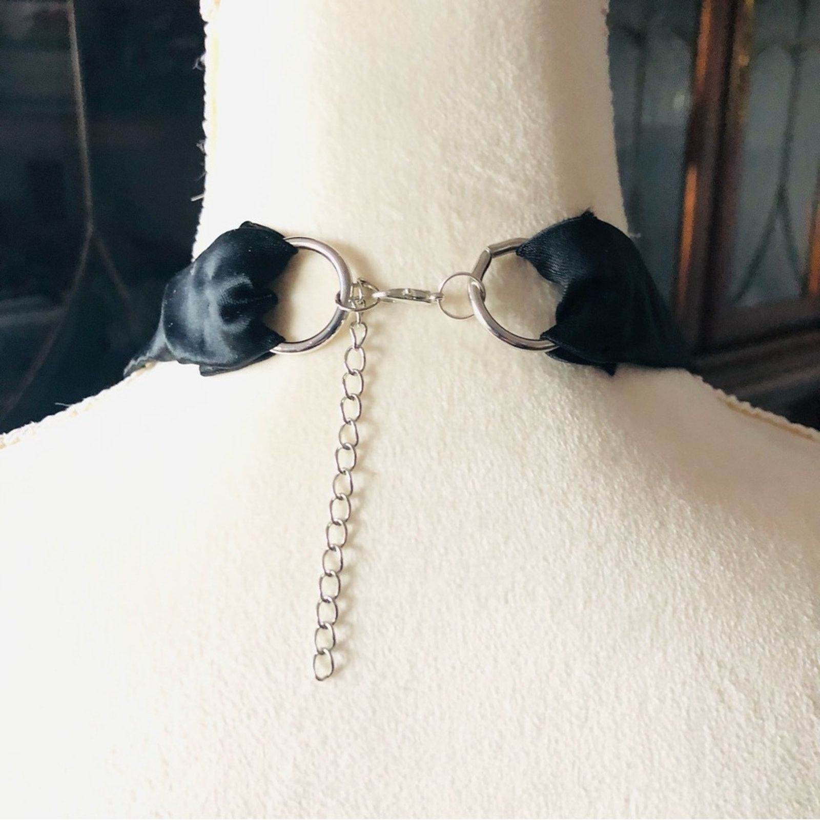 Handmade Country Girl black satin fabric covered bead necklace Size ONE SIZE - 4 Thumbnail