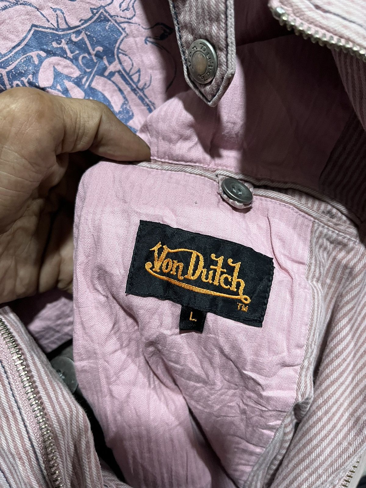 Vintage × Von Dutch Von Dutch Kustom Made Workwear Jacket 00s Size L / US 10 / IT 46 - 6 Thumbnail