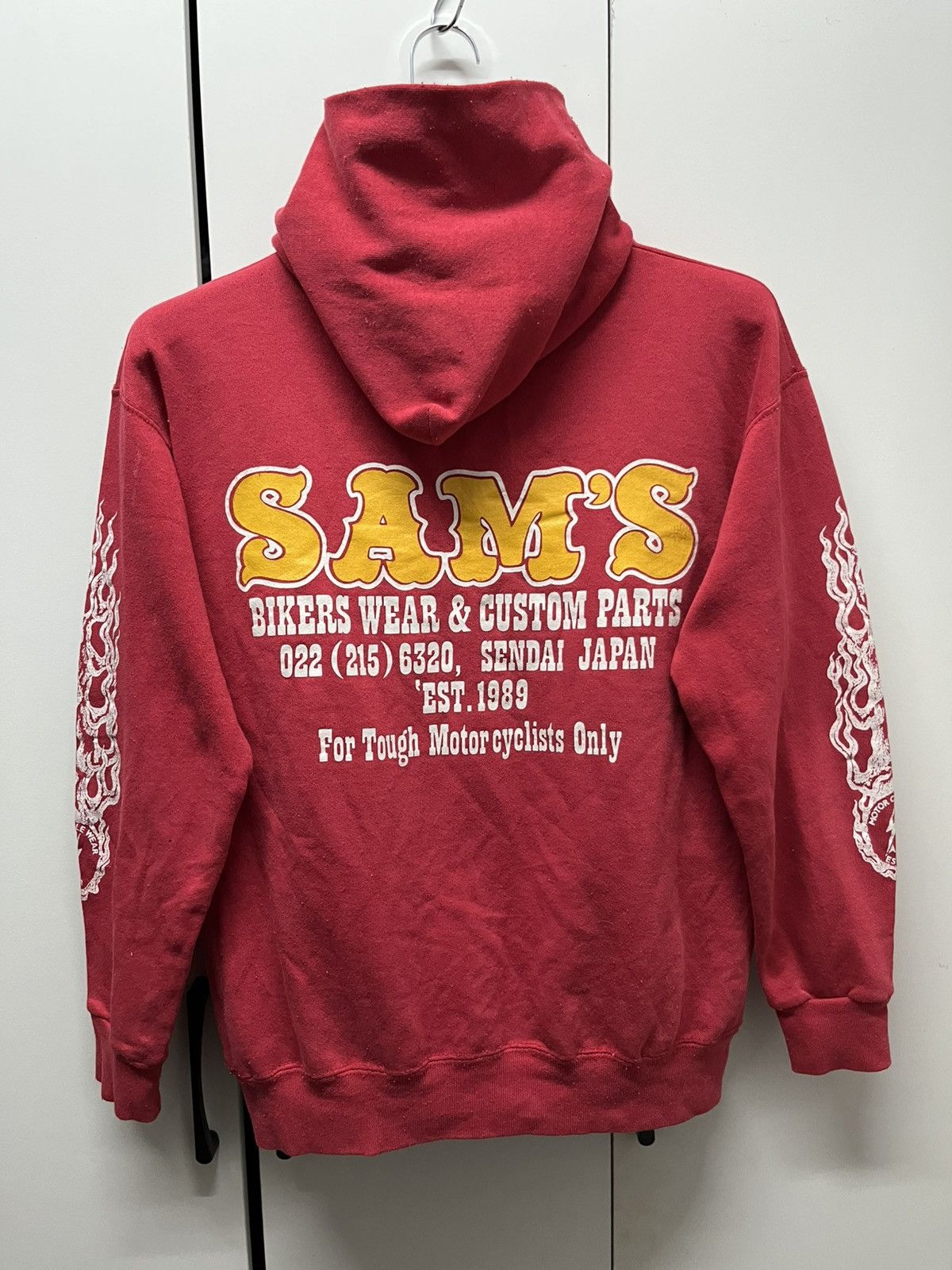 Harley Davidson Vintage 80s RARE Sams Bikers Choppers Flame Sleeve Hoodie Size US M / EU 48-50 / 2 - 15 Thumbnail
