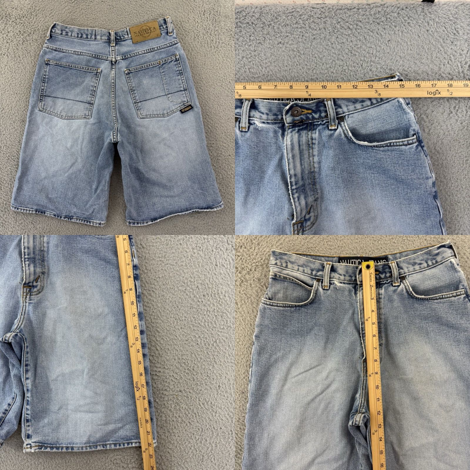 Nautica VINTAGE Nautica Shorts Mens 30 Blue Denim Bermuda Cargo Pocket Baggy 10" 90s USA Mens Size US 30 / EU 46 - 8 Thumbnail