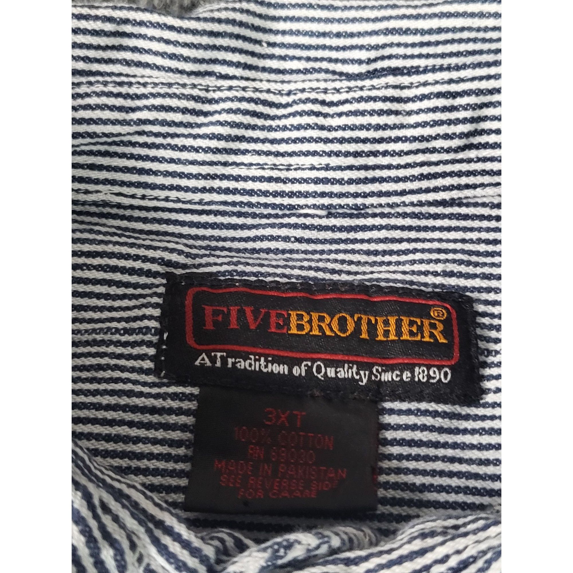 FiveBrother Five Brother Railroad Striped Button Up Shirt Men Sz 3XT Blu Size US XXL / EU 58 / 5 - 6 Thumbnail