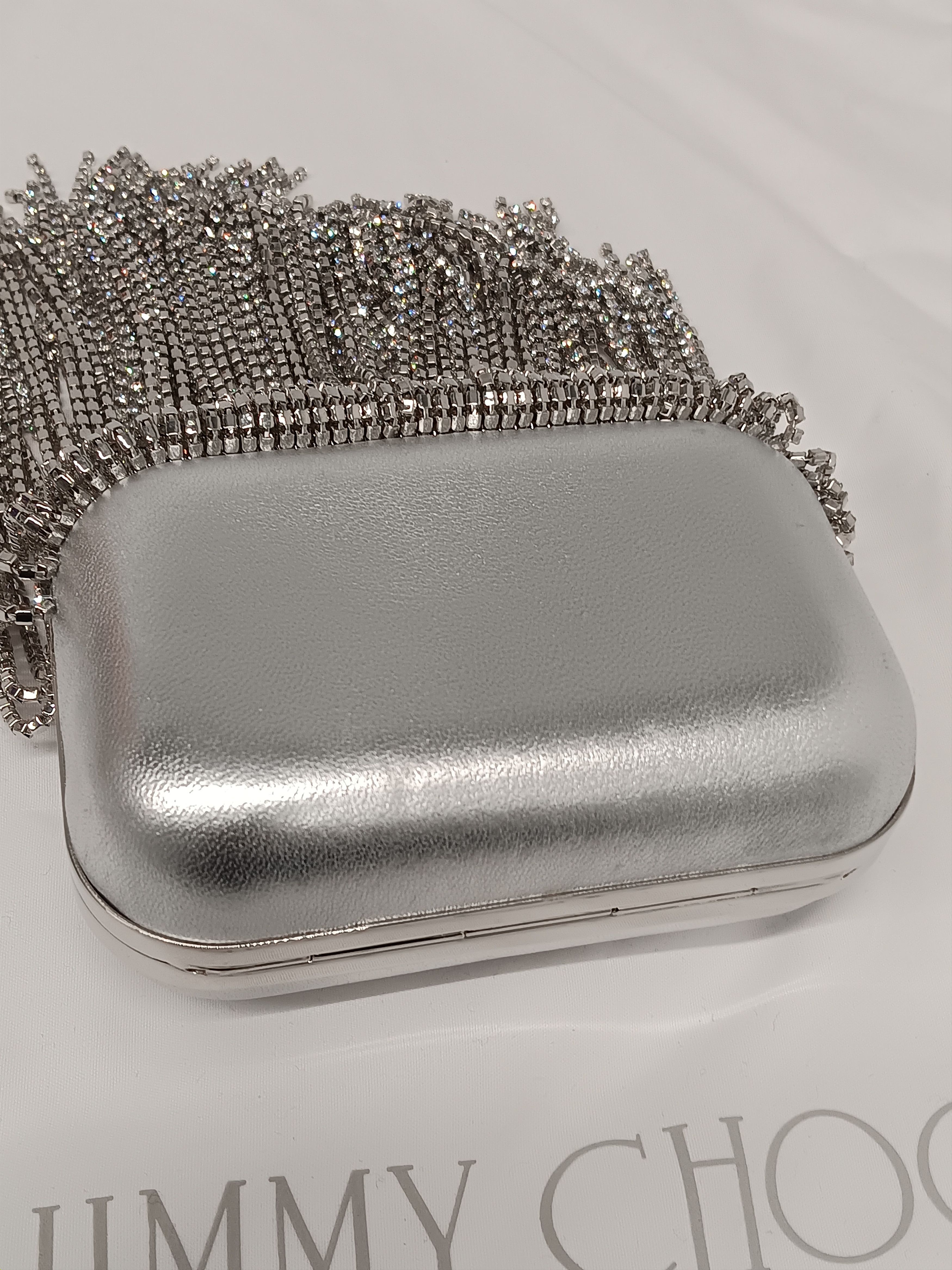 Jimmy Choo Jimmy Choo Micro Cloud Silver Crystal Mini Bag with Fringe Size ONE SIZE - 18 Thumbnail
