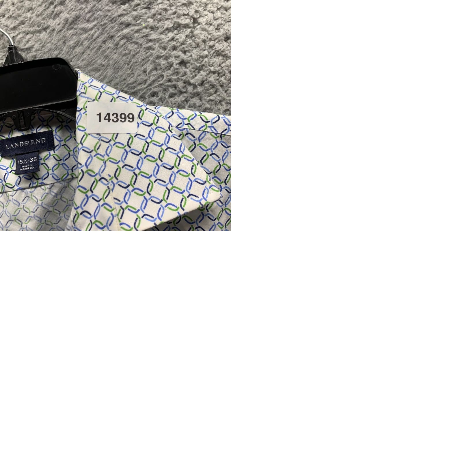 Lands' End VINTAGE Lands' End Shirt Mens Button-Up Collar Diamond Argyle 15.5 Medium White Cotton Long Sleeve Size US L / EU 52-54 / 3 - 10 Thumbnail