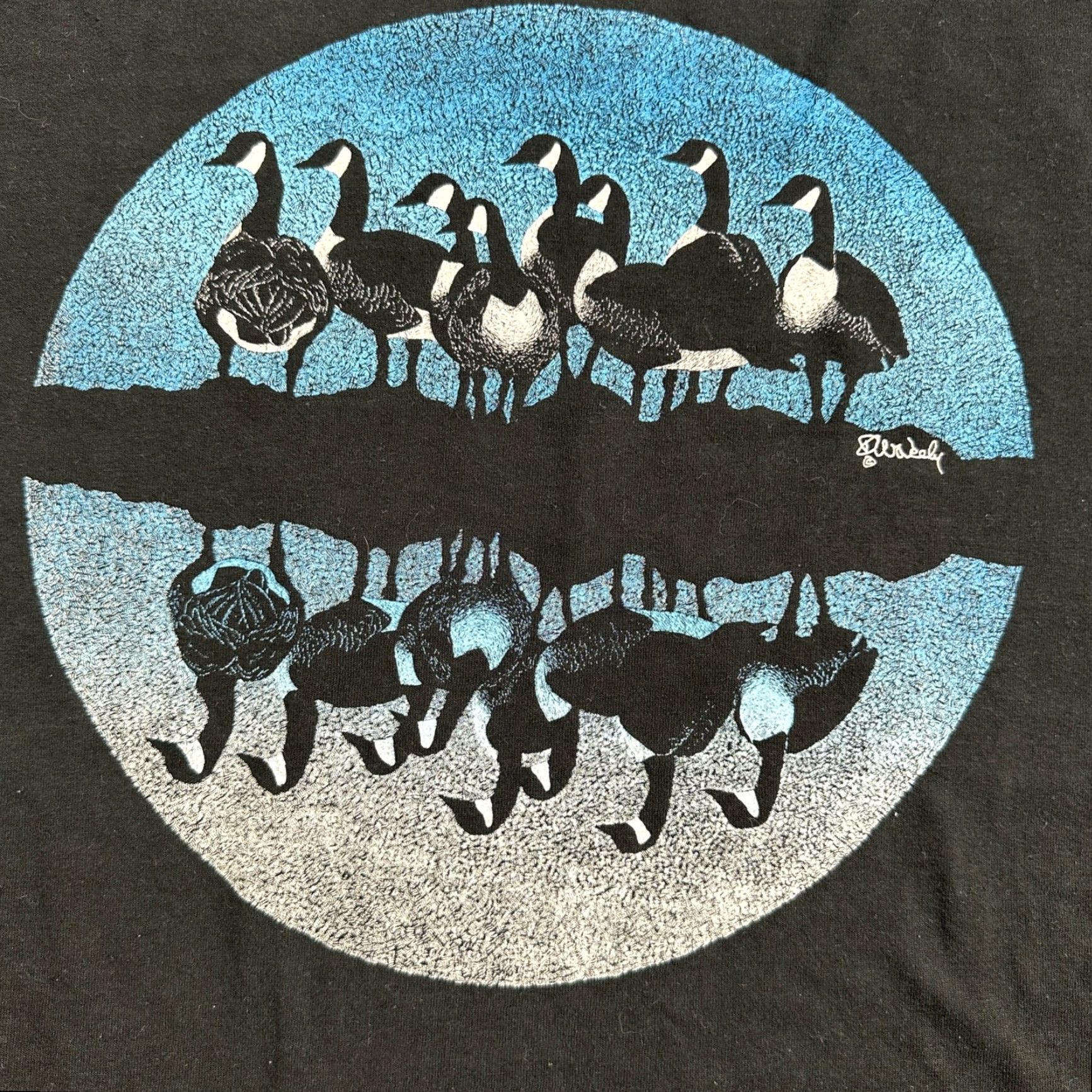 Jerzees VINTAGE Jerzees T-Shirt Art Geese Duck 90s Black 2XL Men Crew Neck Short Sleeve Graphic Print Autumn 70s 80s 90s Boy/Gentle? Size US XXL / EU 58 / 5 - 3 Thumbnail