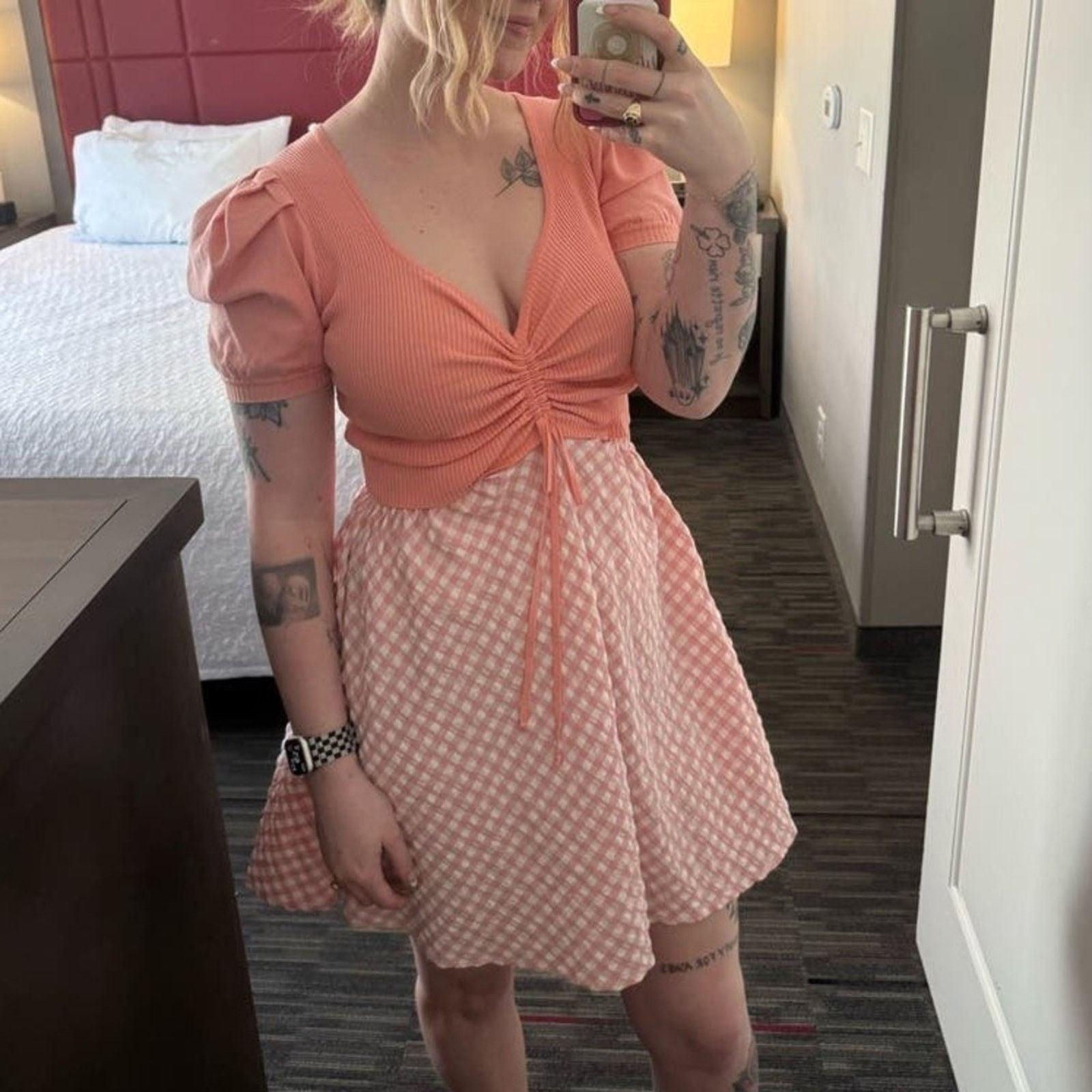 Hutch Louna Pink Colorblock Mini Dress (Gently Used) (item #070) Size L / US 10 / IT 46 - 7 Thumbnail