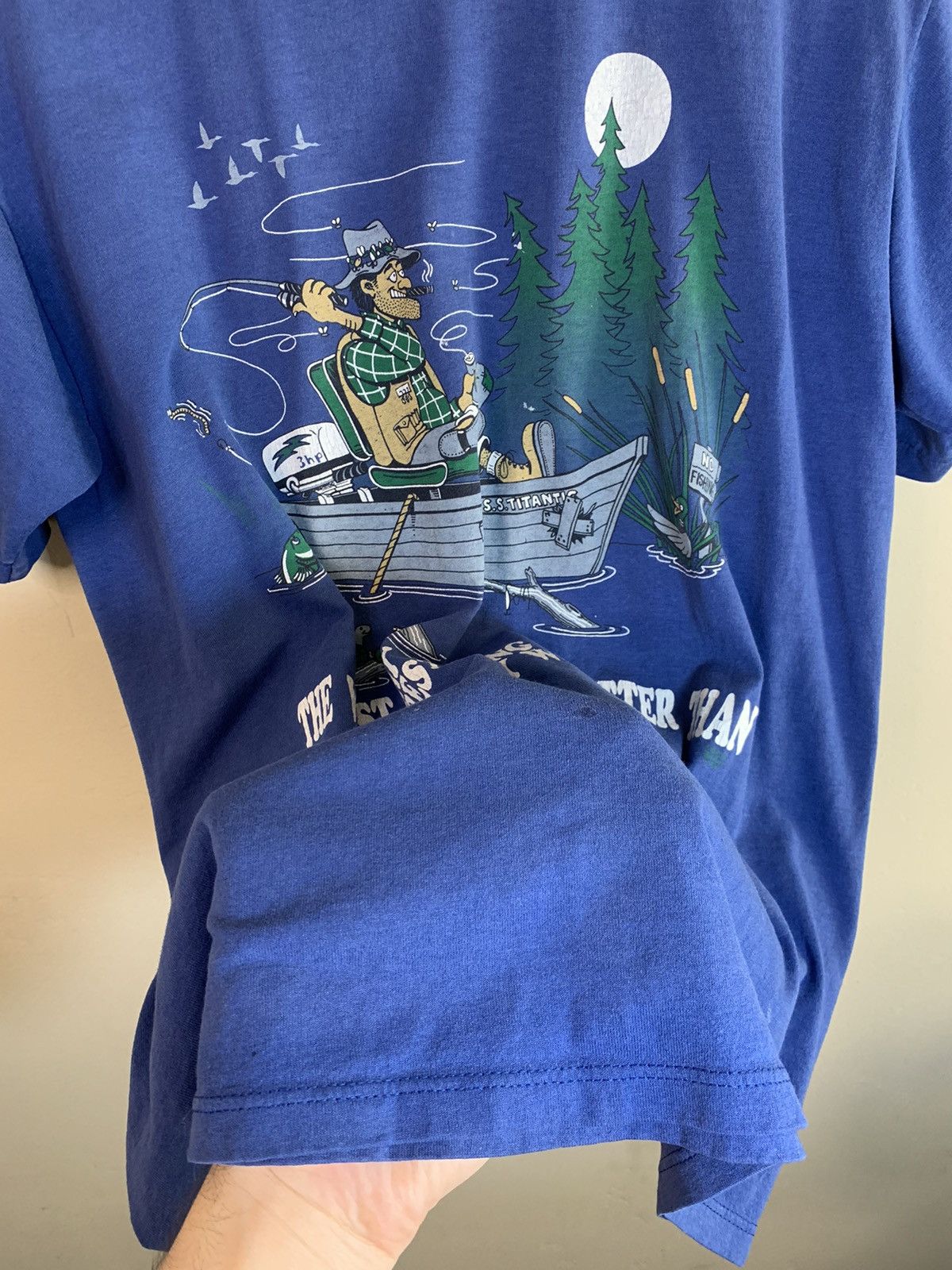 Vintage *RARE* Vintage Worst Day Fishing Single Stitch Humor T-Shirt Size US L / EU 52-54 / 3 - 3 Thumbnail