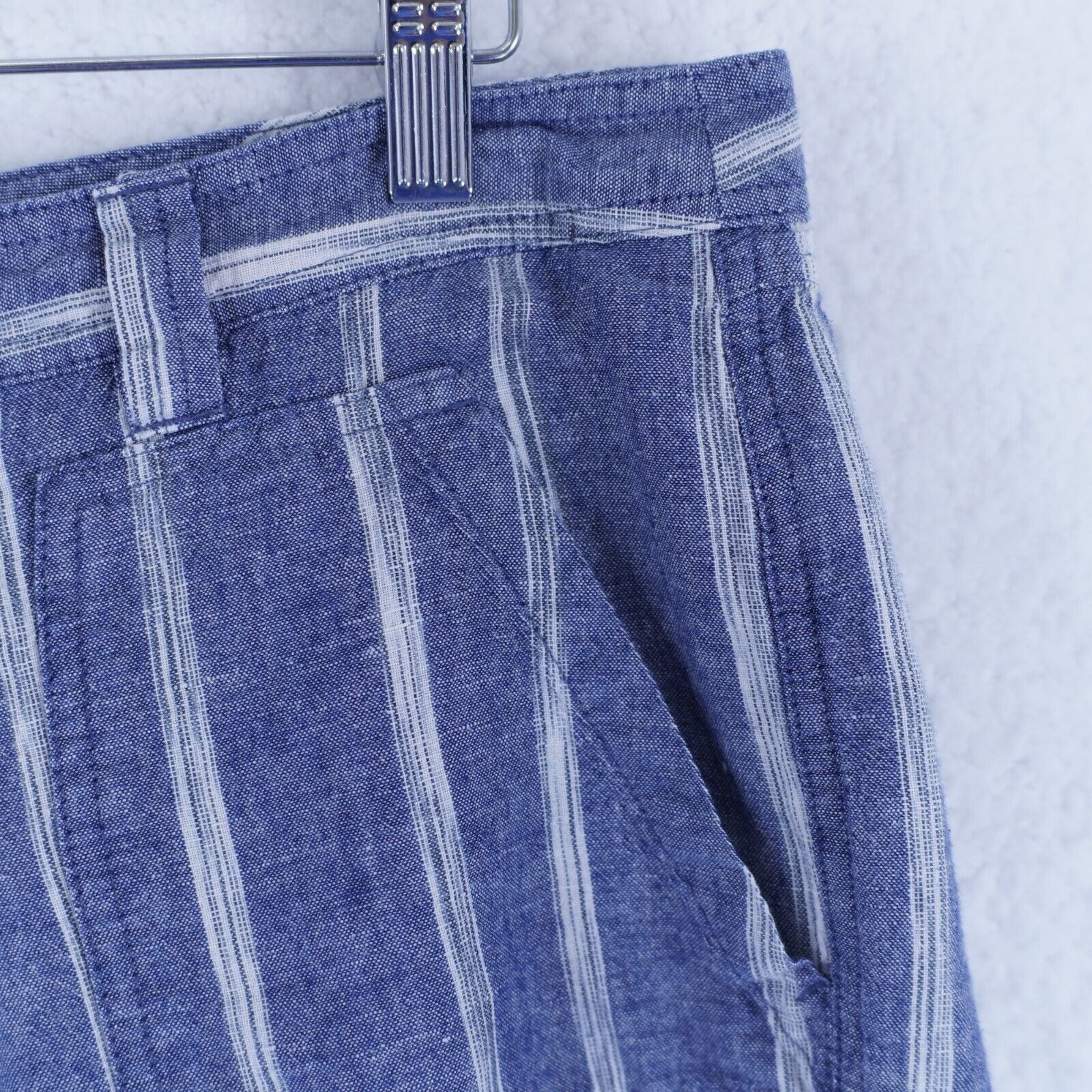 Gap Gap Blue Striped Linen Cotton Rolled Tab Shorts Size 6 Low R Size 28" / US 6 / IT 42 - 4 Thumbnail