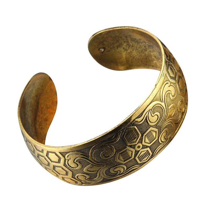 Other Vintage Tibetan Bronze Metal Carving Flower Cuff Bracelets Size ONE SIZE - 3 Thumbnail