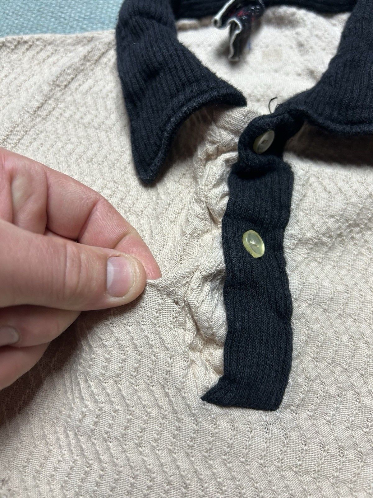 Vintage Vtg 50s polo shirt cotton knit corduroy collar black white M Size US M / EU 48-50 / 2 - 4 Thumbnail