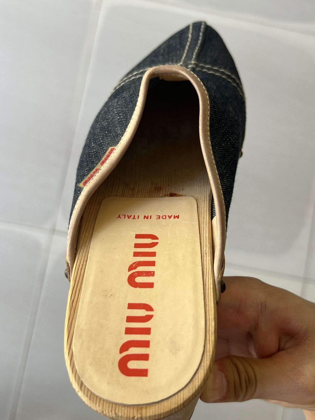 Miu Miu 1990s Miu Miu denim clogs Size US 8 / IT 38 - 18 Thumbnail