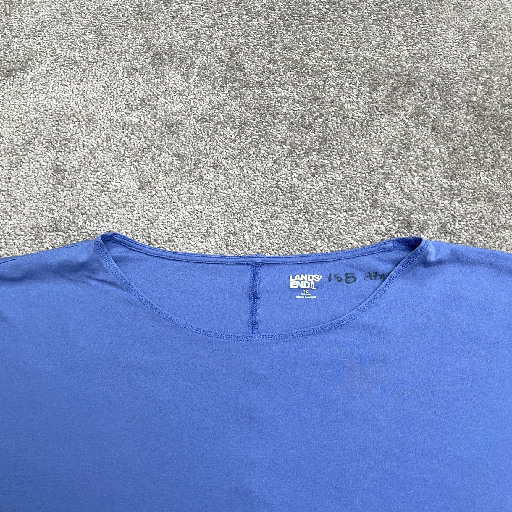 Lands' End Lands' End Oeko-Tex Basic Shirt Women 1X Blue Short Sleeve Round Neck Casual Top Size XL / US 12-14 / IT 48-50 - 3 Thumbnail