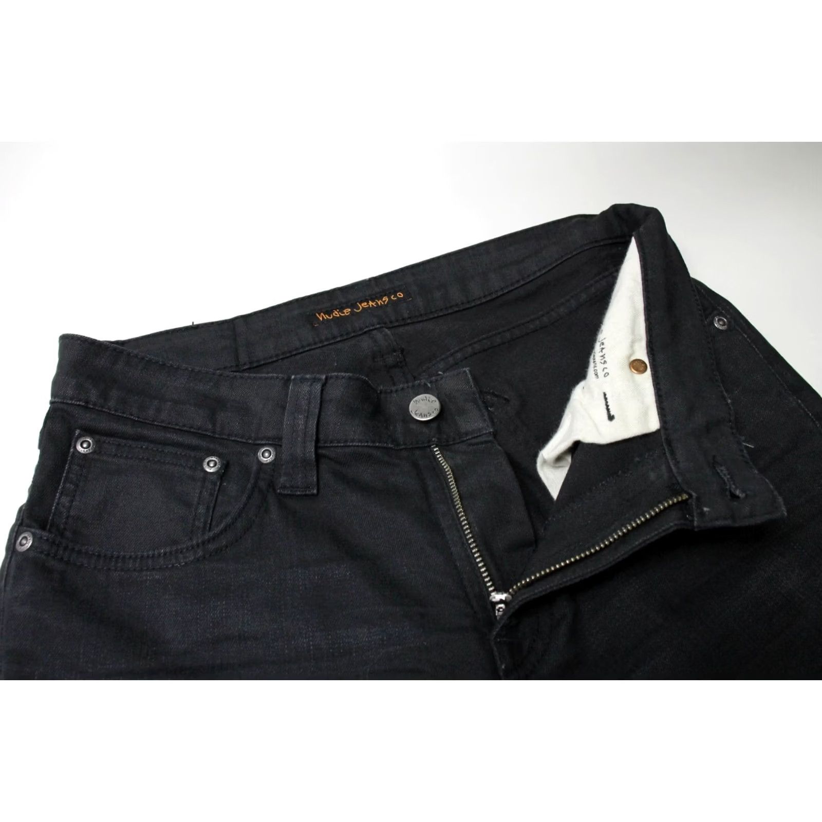 Vintage NUDIE Skinny Lin Concrete Weft Jeans Men's W29 L32 Stretch Zip Organic Cotton Size US 29 - 4 Thumbnail