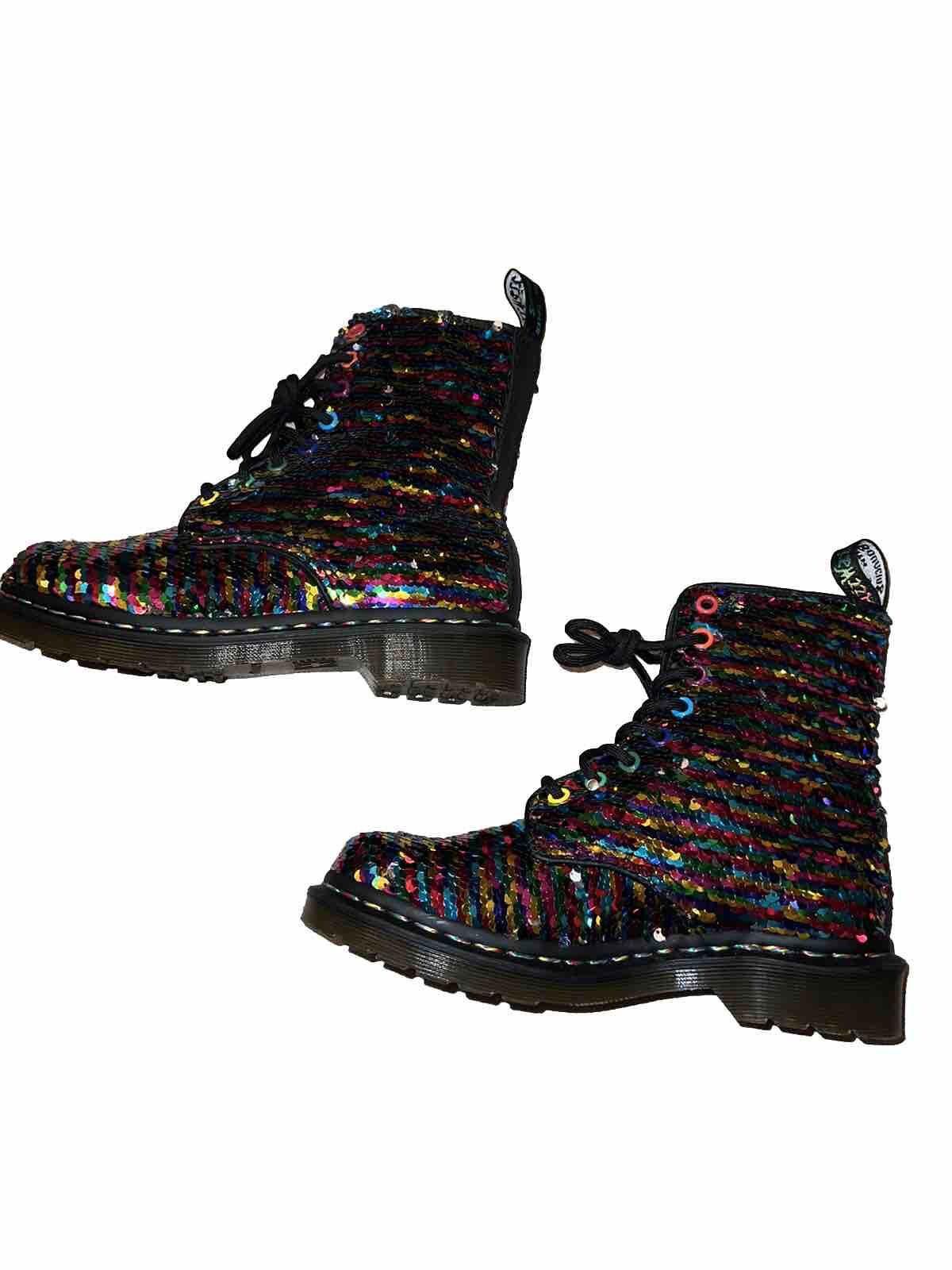 Dr. Martens NEW Dr Martens 1460 Pascal Rainbow Silver Sequin Boots US 6 Size US 6 / IT 36 - 3 Thumbnail