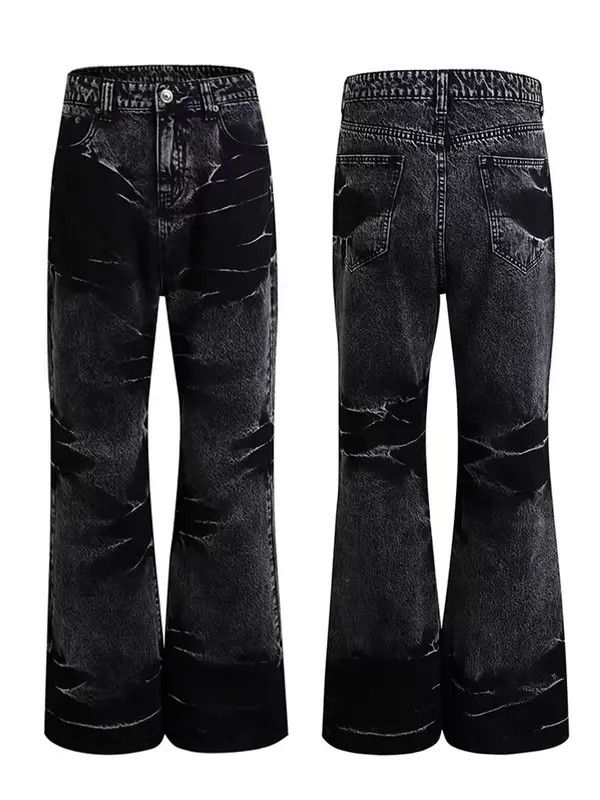 Japanese Brand VIBE Retro lightning pattern heavy wash bootcut jeans Size US 32 / EU 48 - 5 Thumbnail