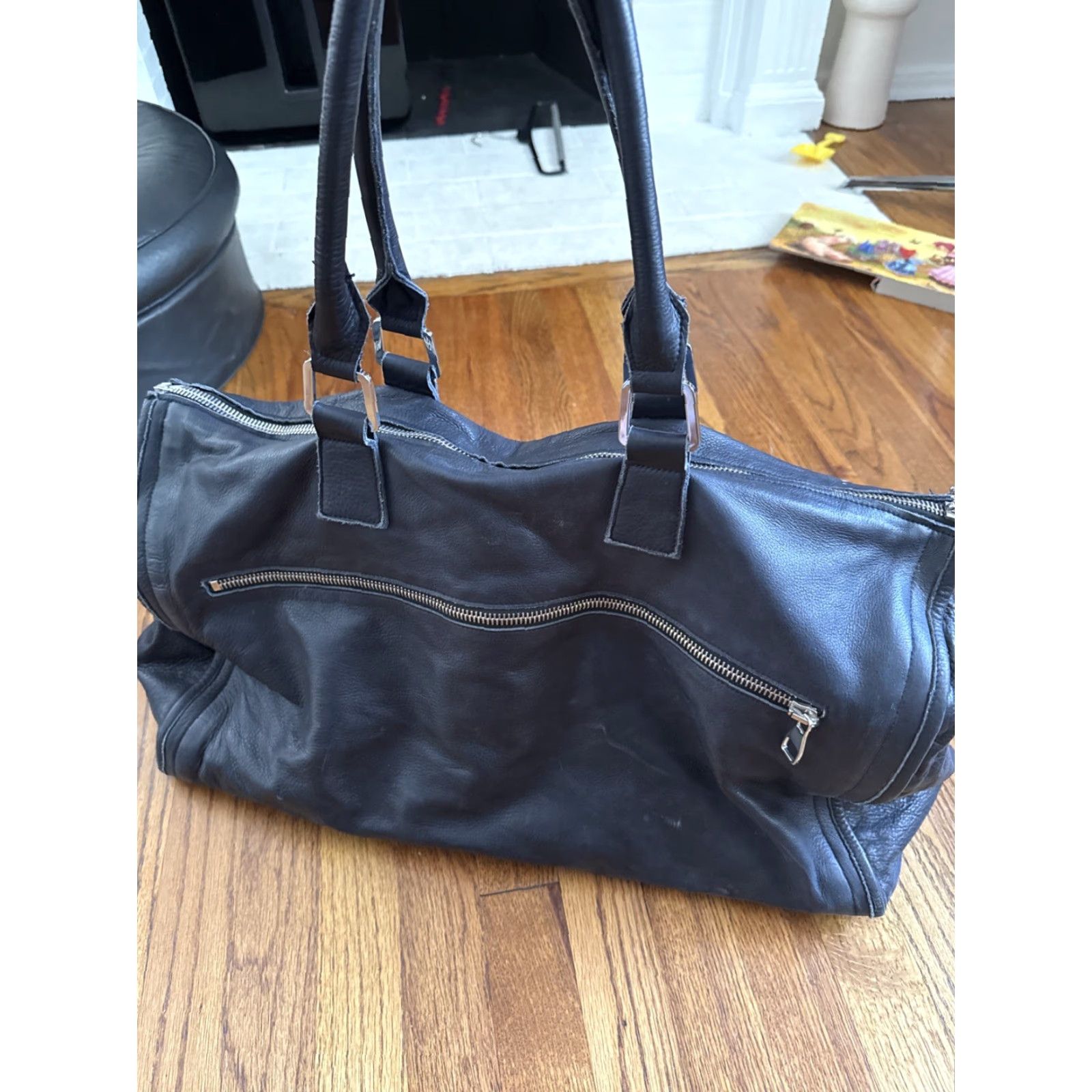 Vintage MUSIKA FRERE Handcrafted Leather Duffle Bag Men Black Leather Duffle Bag Size ONE SIZE - 4 Thumbnail