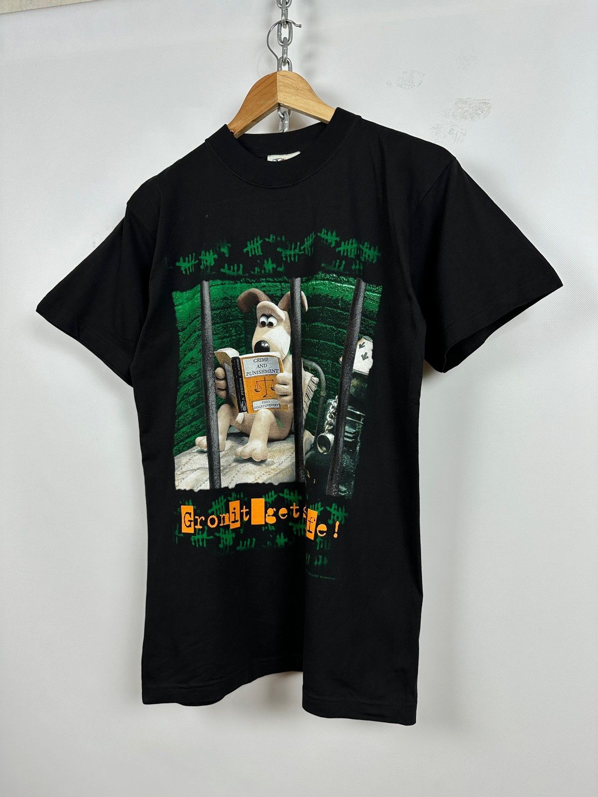 Cartoon Network 1989 Vintage Wallace & Gromit Gets Life Black T-Shirt Size US M / EU 48-50 / 2 - 4 Thumbnail