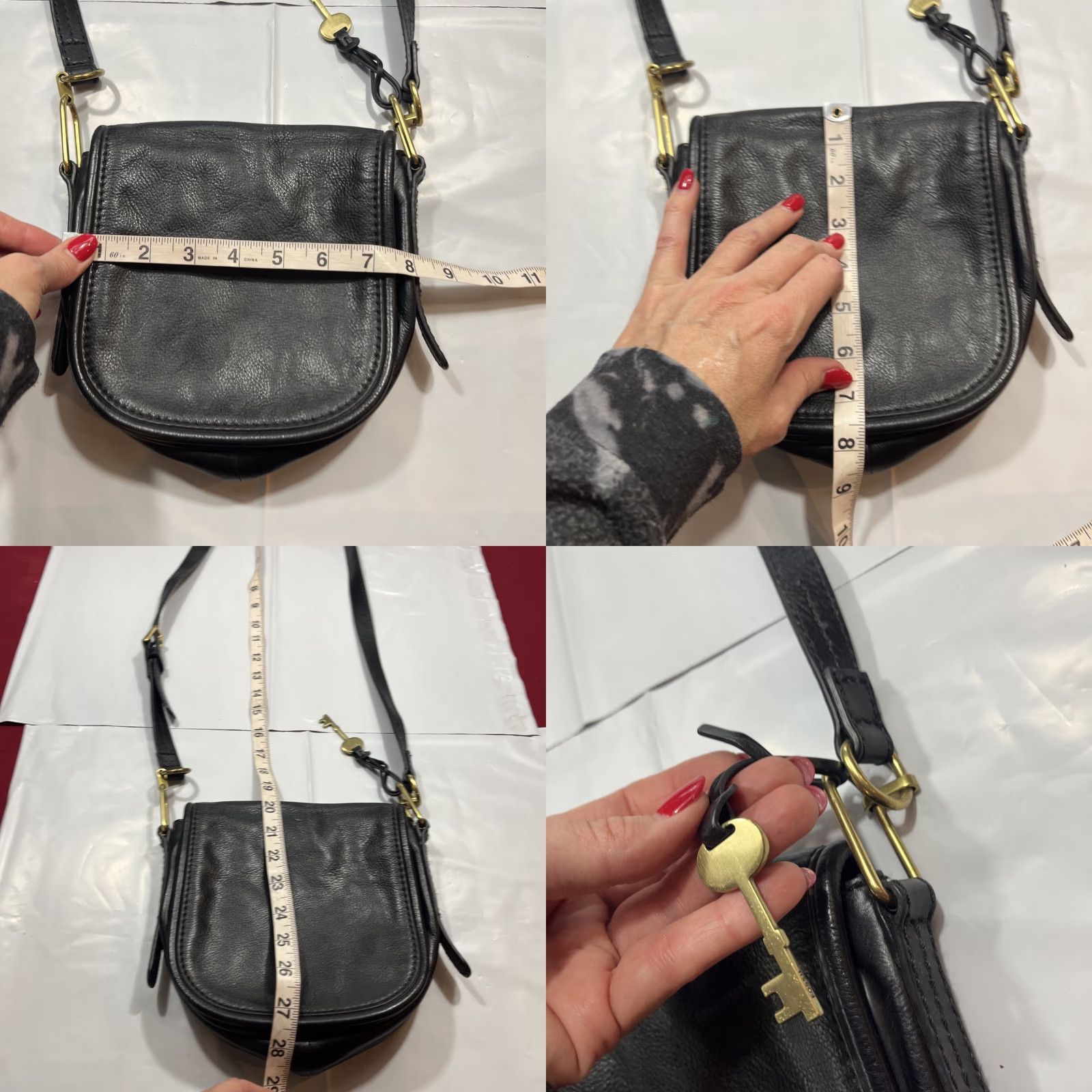 Fossil Fossil Black LEATHER Purse Evening Bag Crossbody Strap Flap Closure Magnetic Snap Dressy Cross-Body Bag Size ONE SIZE - 9 Thumbnail