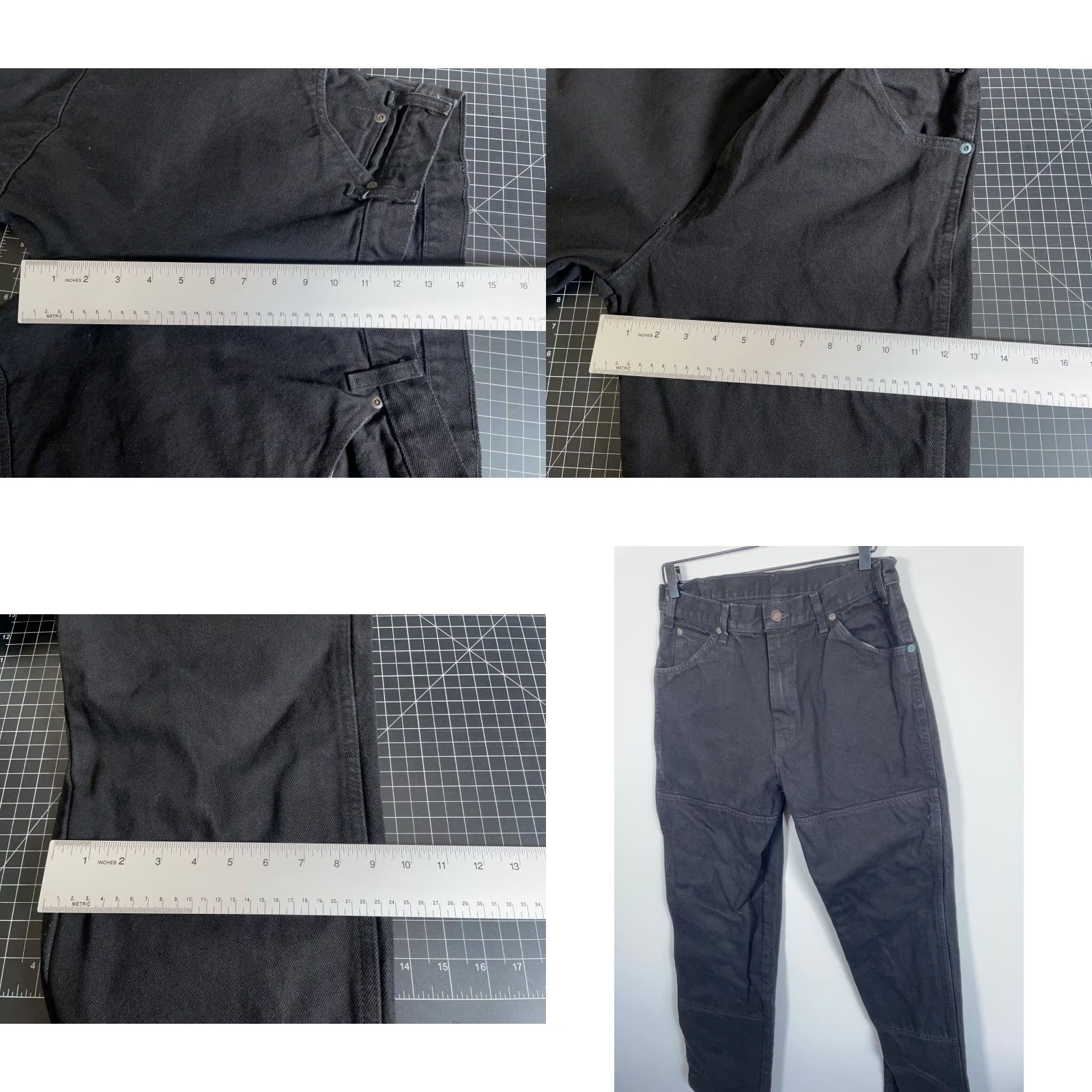 Dickies Dickies Jeans Men's 34 x 34 Black Denim Double Knee 5-Pocket Zip Fly Mid Rise Straight Vintage 90s Grunge Retro Width 32 x 33 Size US 32 / EU 48 - 8 Thumbnail