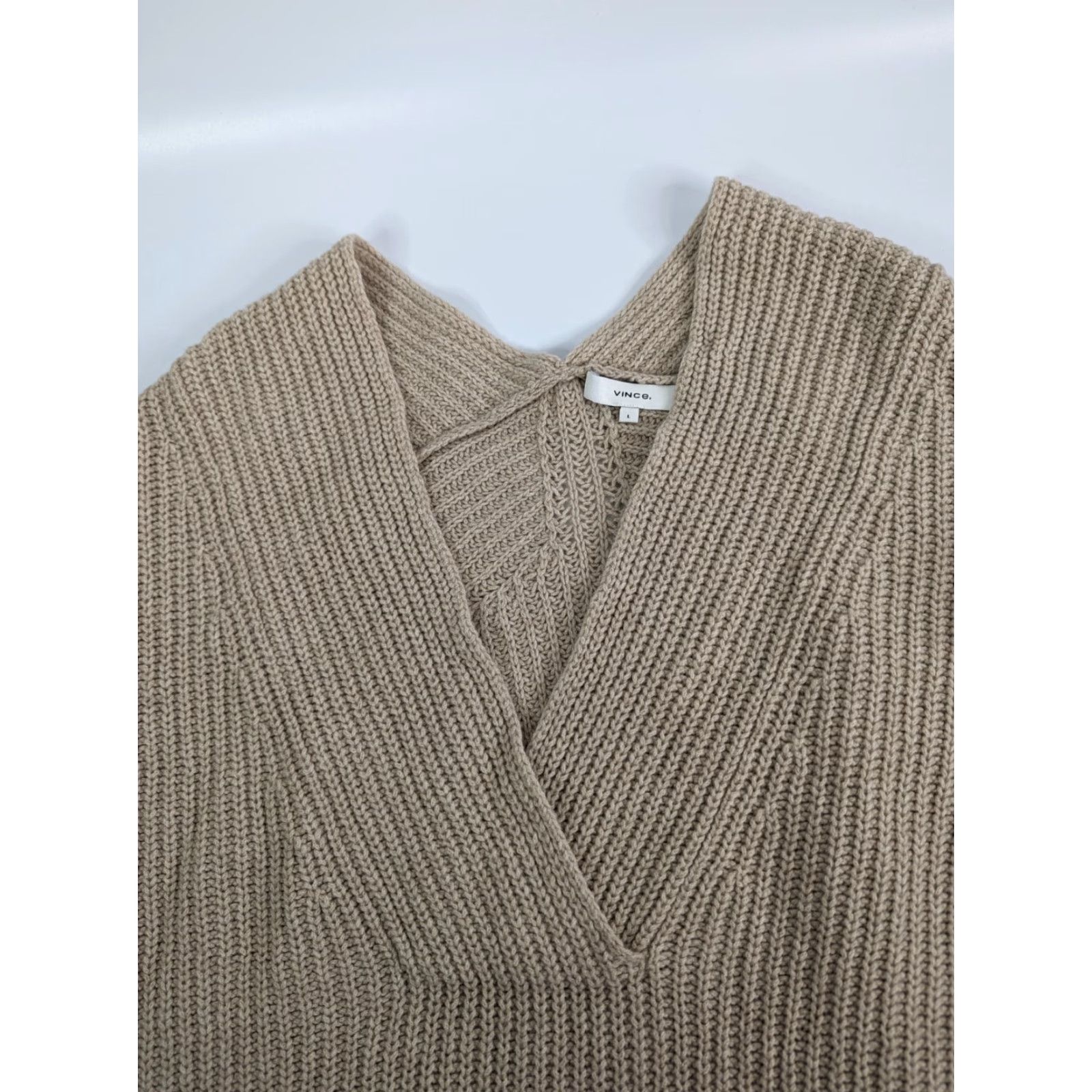 Vince Vince Wool-Blend V-Neck Tunic Long Sleeve Women Beige L Size Large Size L / US 10 / IT 46 - 7 Thumbnail