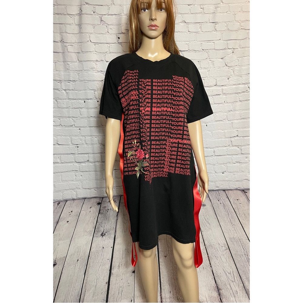 Other Kikiriki You are Beautiful Black T-Shirt Cotton Dress Size Size M / US 6-8 / IT 42-44 - 1 Thumbnail