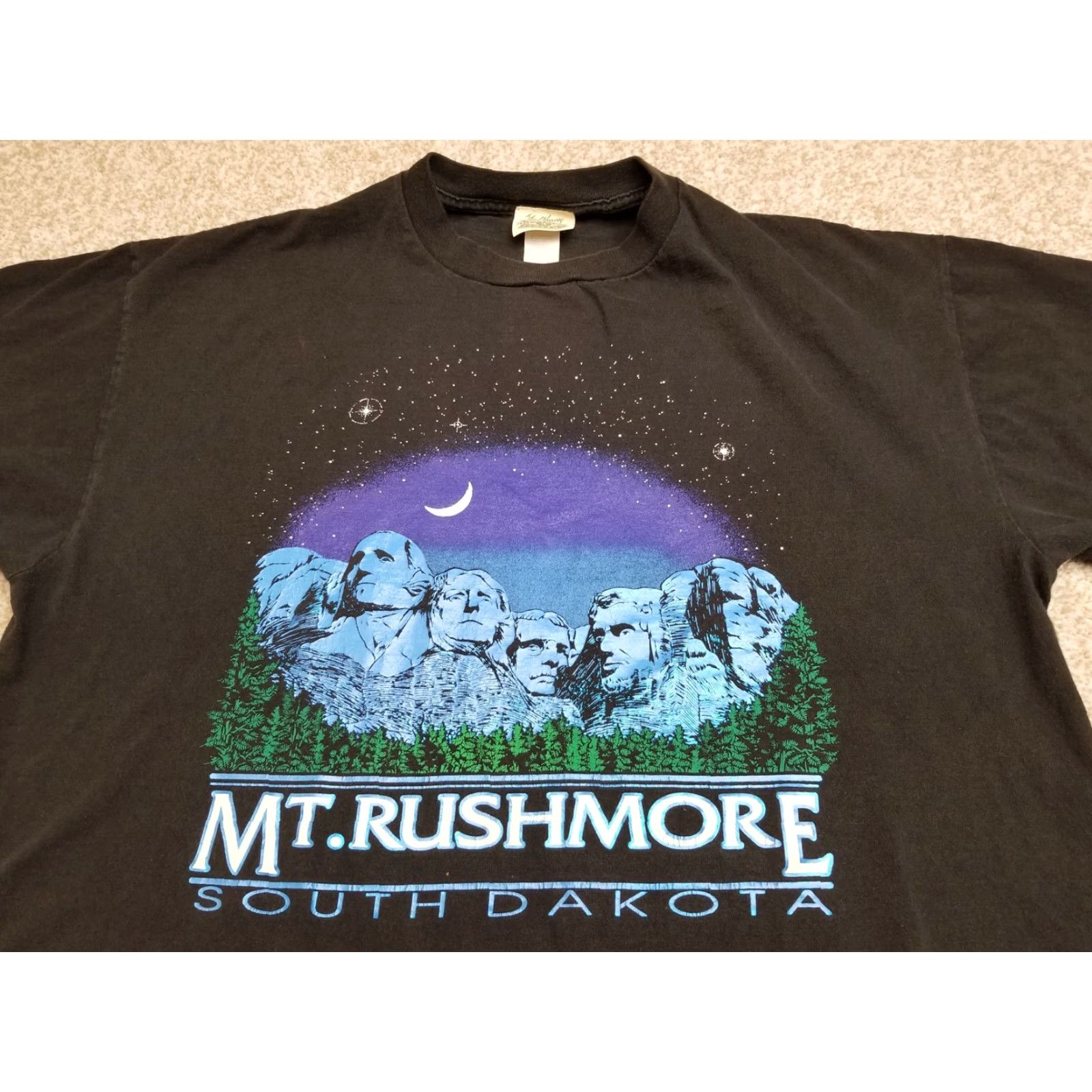 Vintage VINTAGE Mount Rushmore t Shirt Mens XL Black Crewneck USA South Dakota 90s American Patriotic Sports Crew Neck Cotton Jersey Graphic Print Size US XL / EU 56 / 4 - 2 Thumbnail
