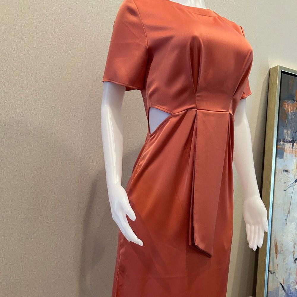 Designer C/Meo Collective Persimmon "Provided" Midi Cut Out Dress Size M / US 6-8 / IT 42-44 - 3 Thumbnail