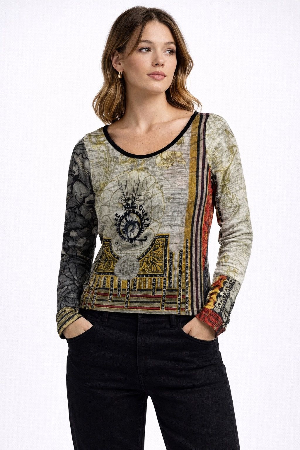 Jean Paul Gaultier Save The Queen Multicolor Art Print Longsleeve Size L Size L / US 10 / IT 46 - 1 Thumbnail