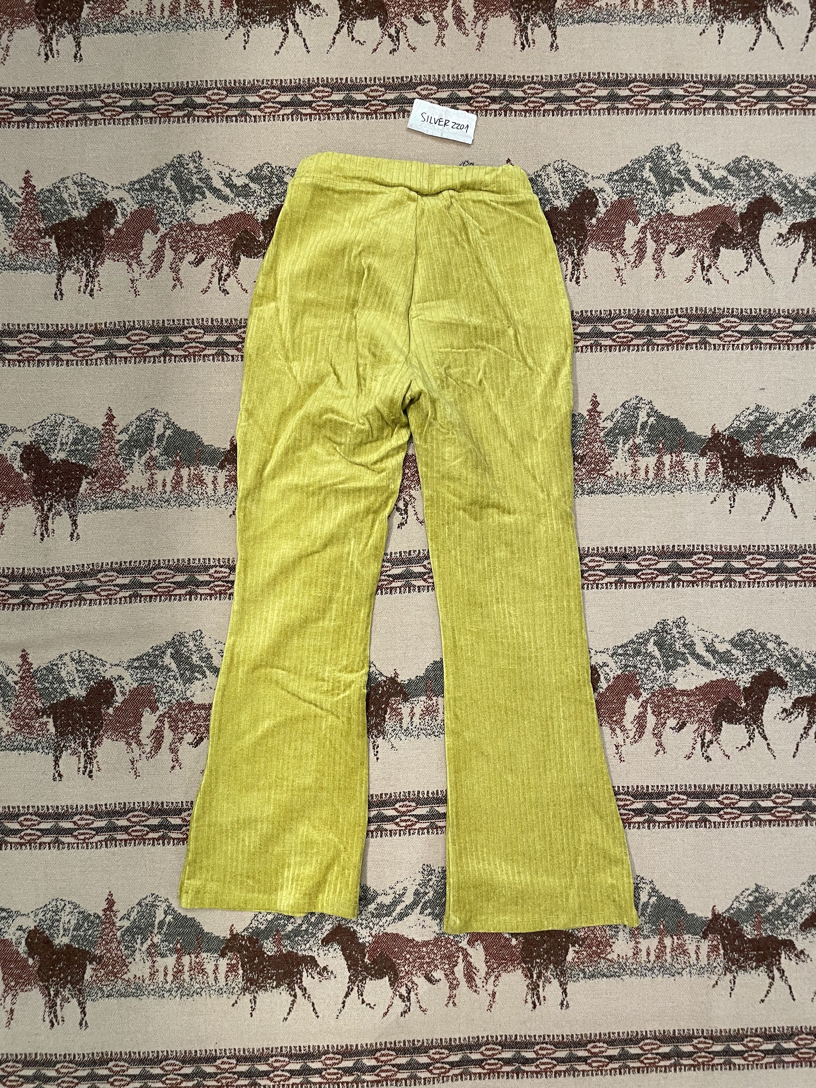 image of Eckhaus Latta Ribbed Velour Pant (Ssense Exclusive) in Yellow, Women's (Size 26)