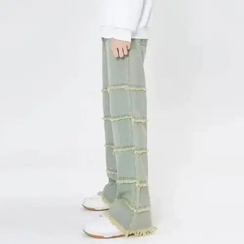 Japanese Brand Grunge frayed tassel blue wash Jeans Size US 33 - 3 Thumbnail