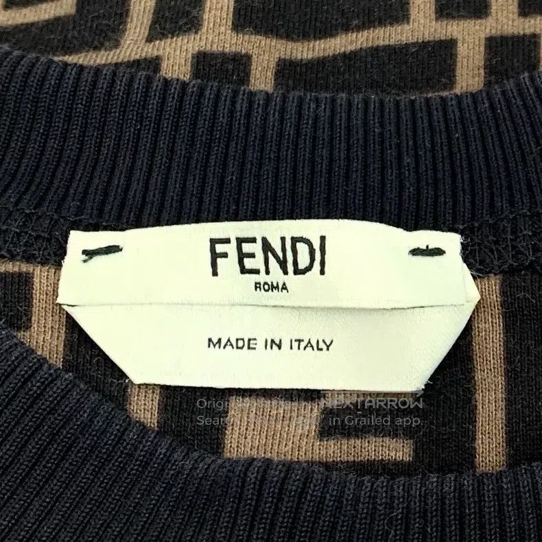 Fendi Fendi Black and Brown Logo Letter Embroidered Cotton Crewn Size S / US 4 / IT 40 - 7 Thumbnail