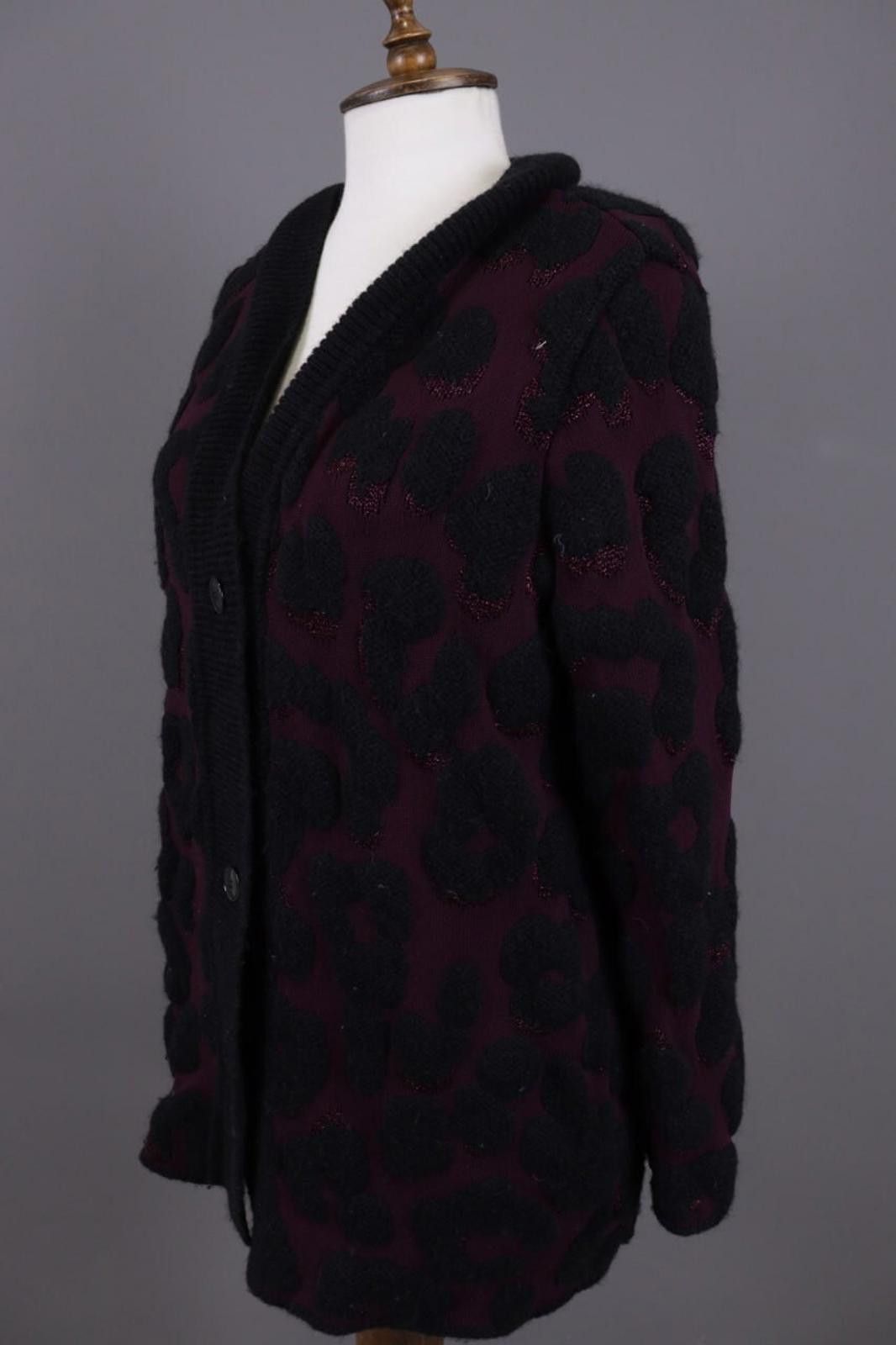 Designer Marc Cain Purple Alpaca Wool Animals Cardigan Sweater Size 3 Size M / US 6-8 / IT 42-44 - 8 Thumbnail