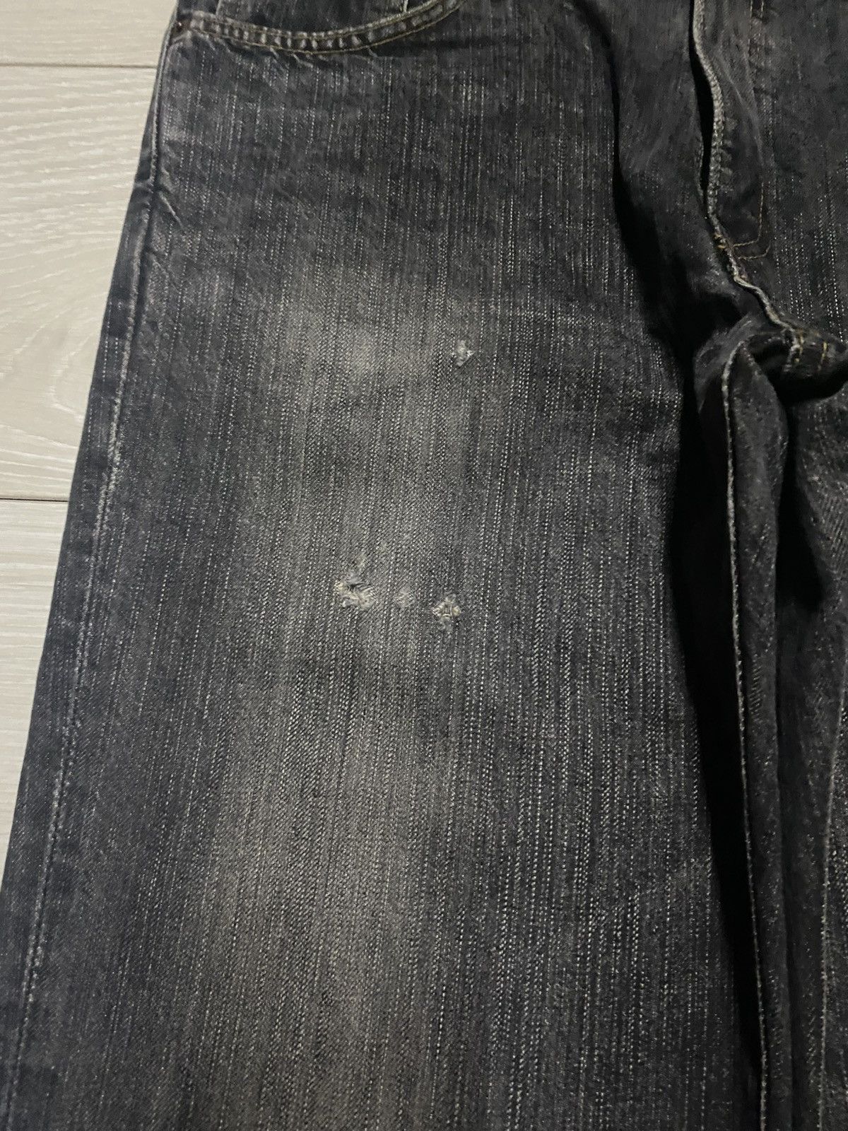 Edwin Vintage Edwin 503 Black Denim Tears Distressed Loose Jeans Size US 32 / EU 48 - 7 Thumbnail
