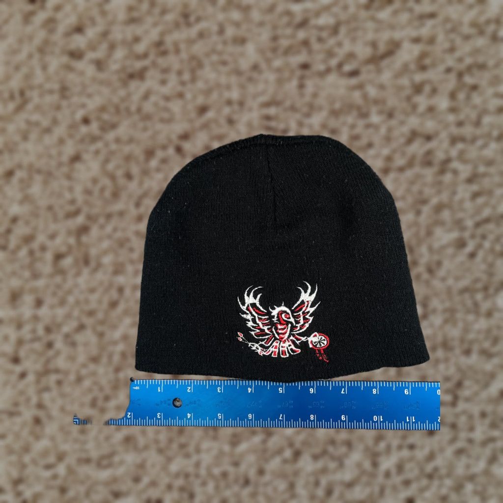 Vintage Promo Headwear Eagle Bird Logo Beanie Adult One Size Black Knit 100% Acrylic Outdoor Hat/Beanie Mens Womens Unisex Balls? Size ONE SIZE - 1 Thumbnail