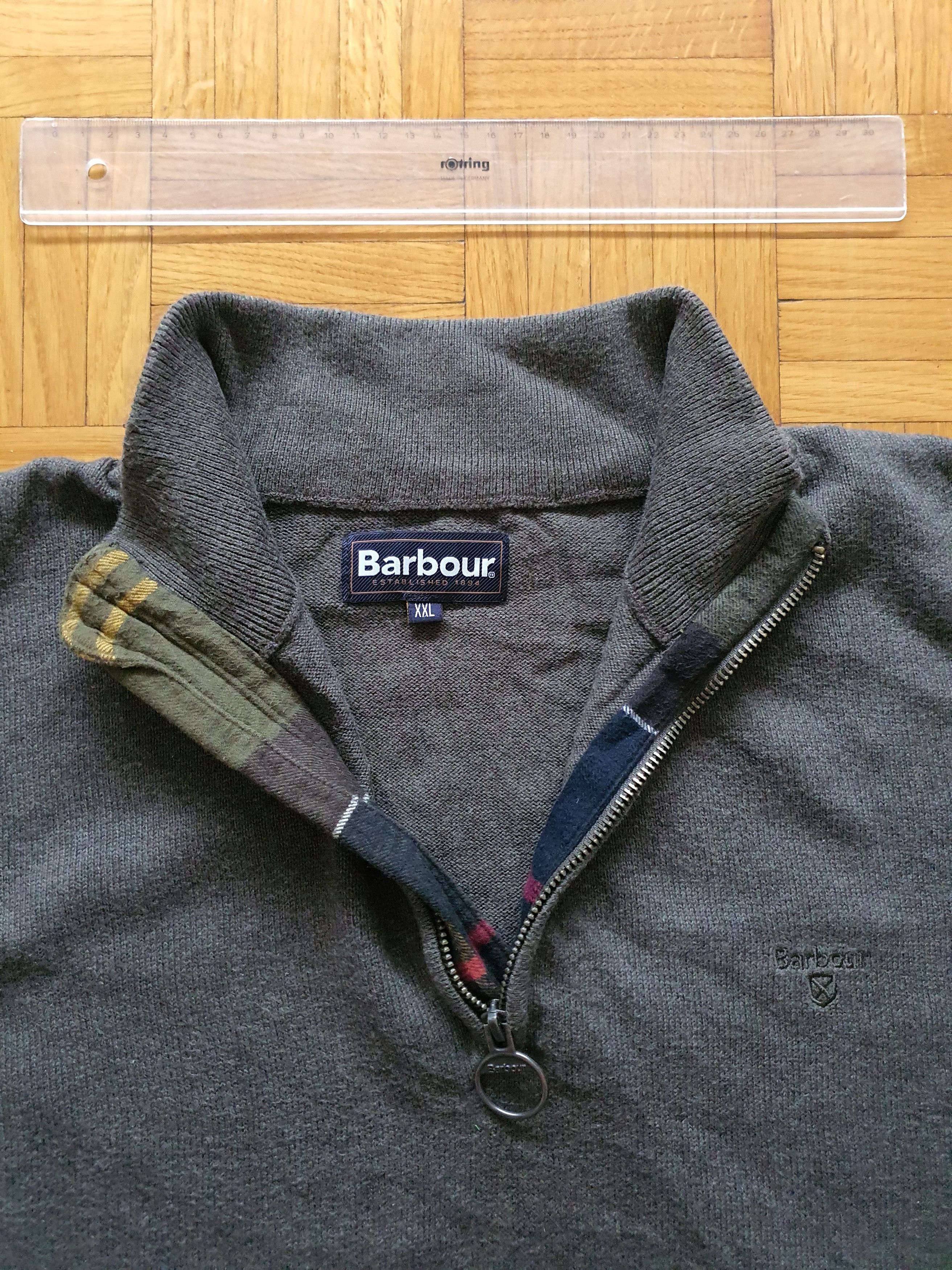 Barbour ''Cotton Half-Zip Jumper'' Sweater Pullover - Olive Marl Size US XXL / EU 58 / 5 - 4 Thumbnail