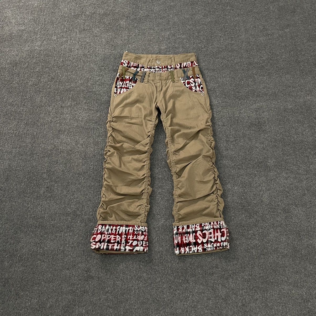 PPFM Ruched Double Waist Pants with Graphic Contrast Panels Size US 26 / EU 42 - 3 Thumbnail