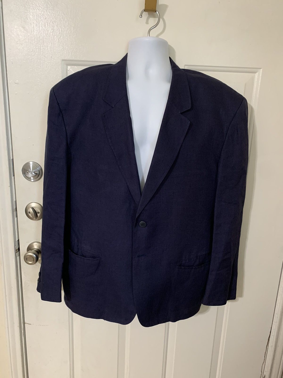 Claude Montana × Saks Fifth Avenue × Vintage 100% Linen 2 Button Blazer Size 44S - 1 Thumbnail