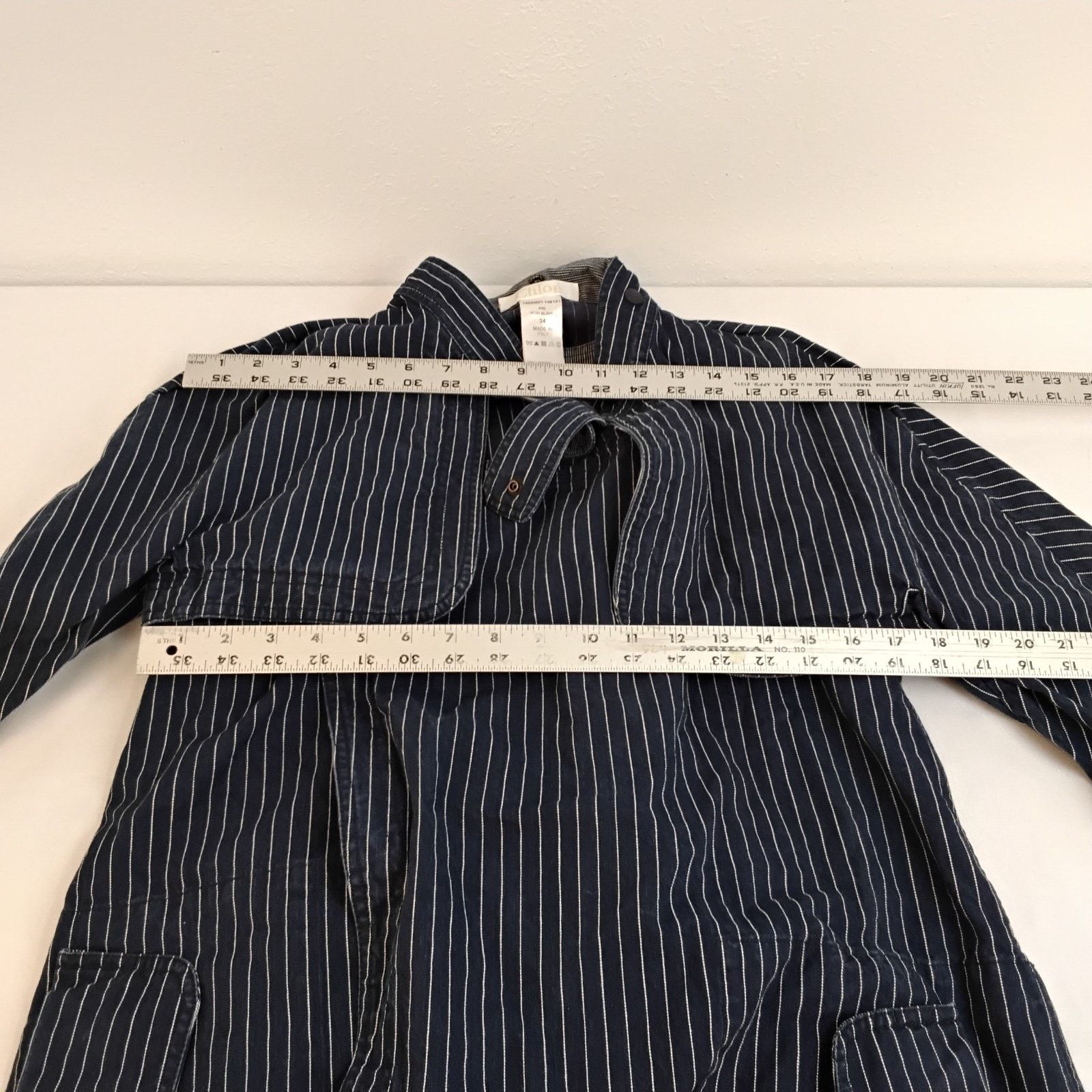 Chloe Chloé Belted Denim Trench Women's 34 (S) Blue Pinstripe Size XS / US 0-2 / IT 36-38 - 8 Thumbnail